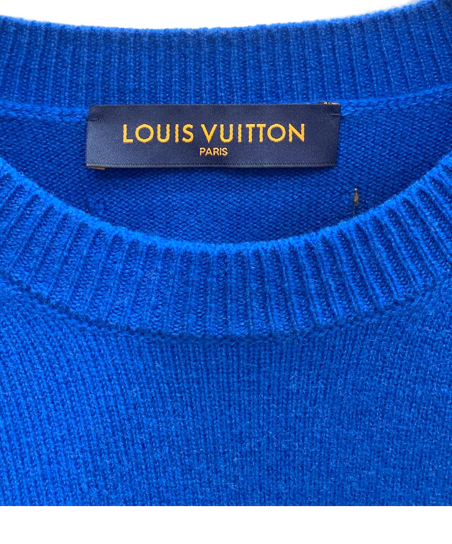 LOUIS VUITTON (ルイ ヴィトン) LVカフスカシミヤニットセーター ブルー サイズ:M