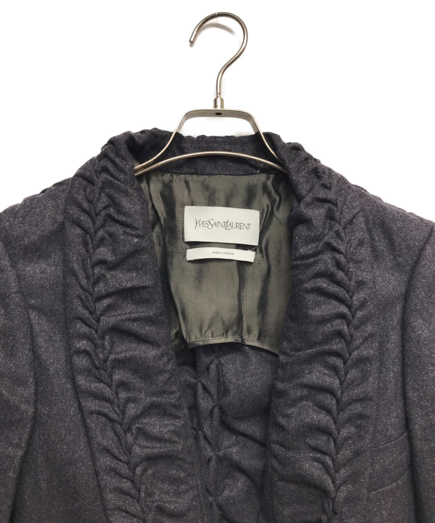 Yves Saint Laurent (イヴサンローラン) デザインウールジャケット グレー サイズ:34