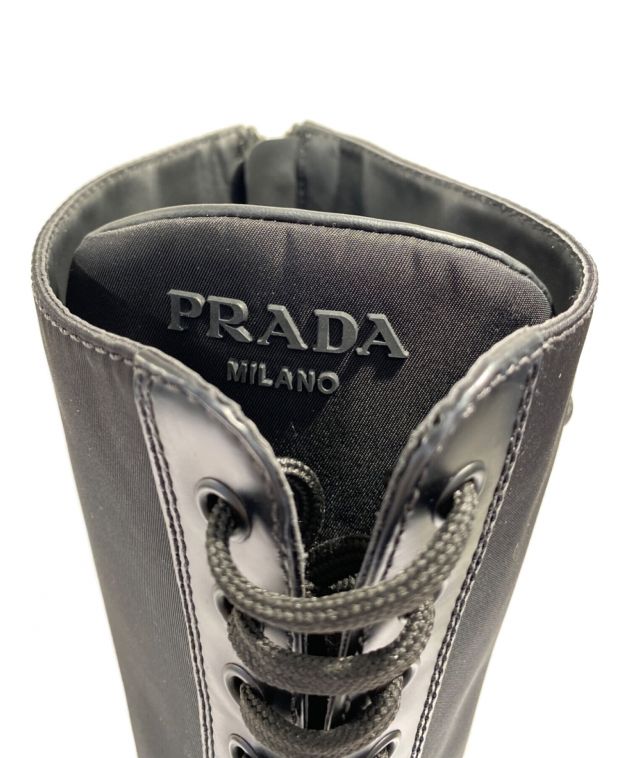 PRADA (プラダ) ブラッシュドレザーx Re-Nylon ブーツ ブラック サイズ:36