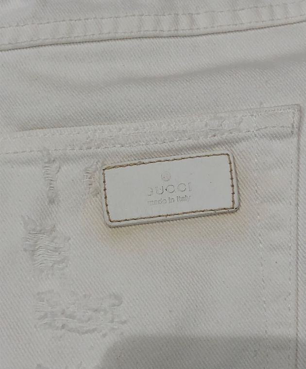 中古・古着通販】GUCCI (グッチ) ダメージ加工ホワイトデニムパンツ