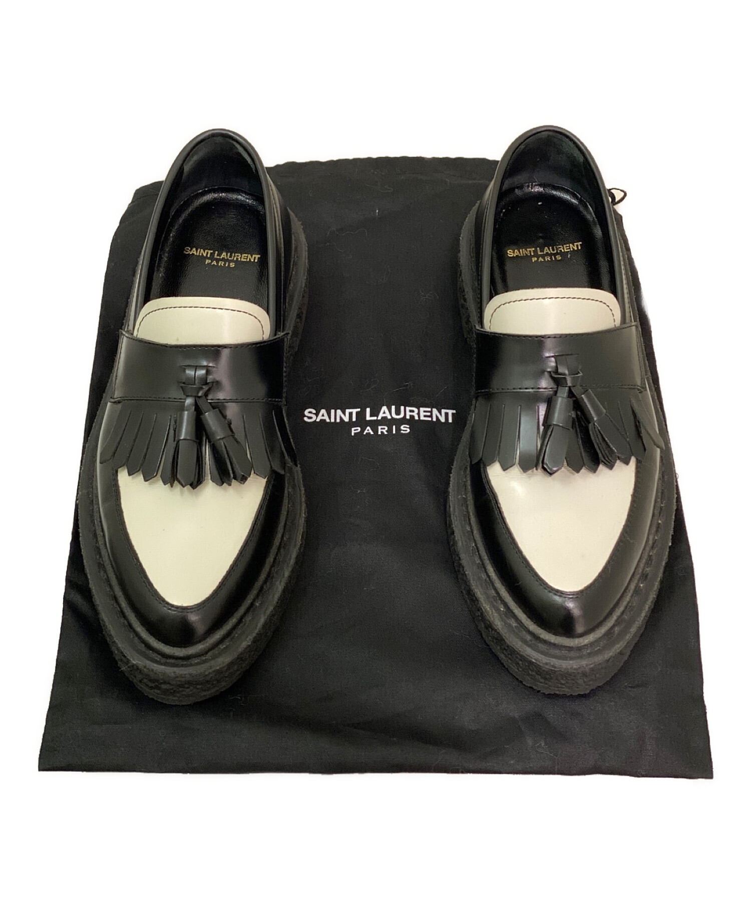 中古・古着通販】Saint Laurent Paris (サンローランパリ) タッセルシューズ ブラック×ホワイト サイズ:34  1/2｜ブランド・古着通販 トレファク公式【TREFAC FASHION】スマホサイト