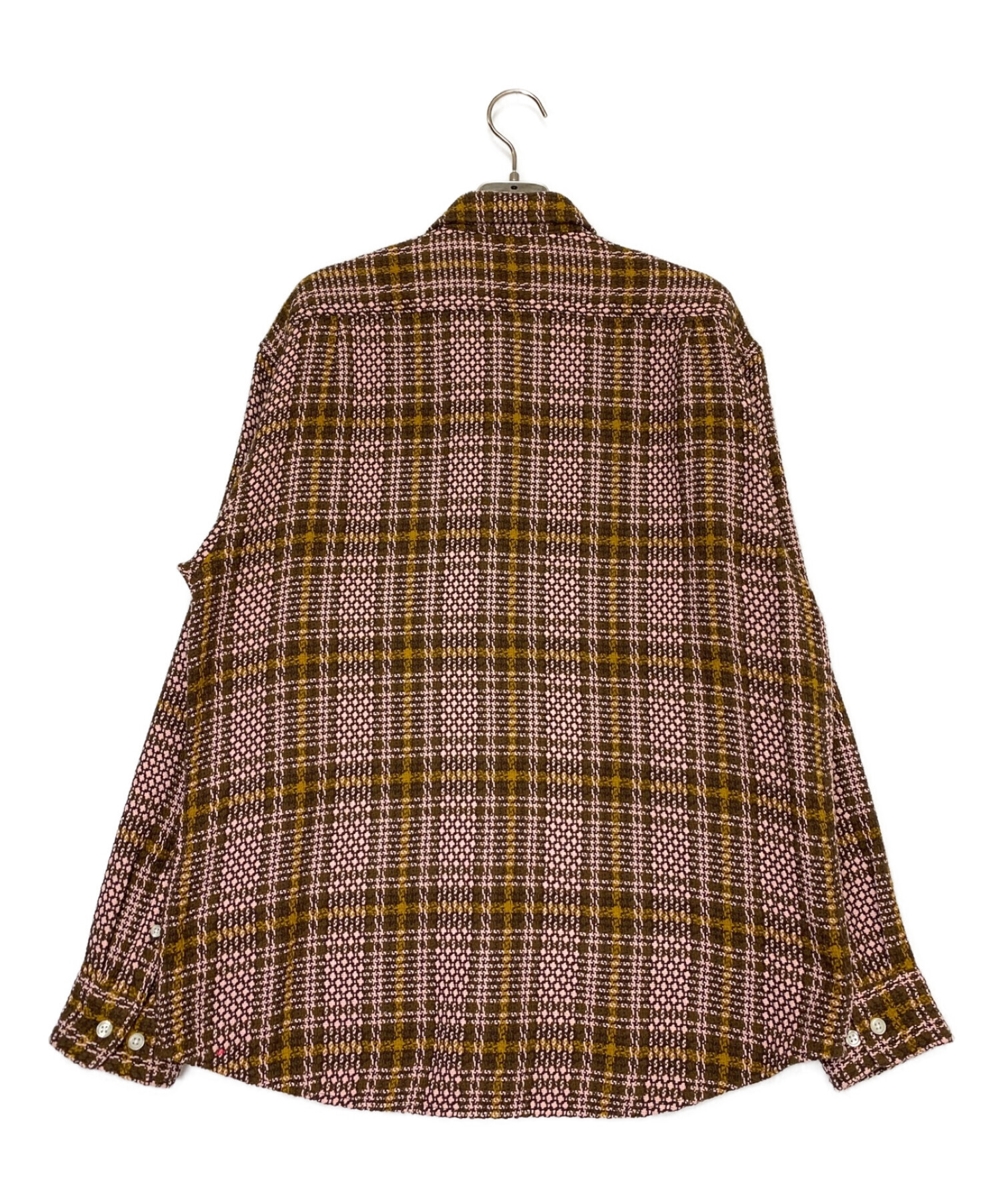 SUPREME (シュプリーム) Basket Weave Plaid Shirt ブラウン×ピンク サイズ:S