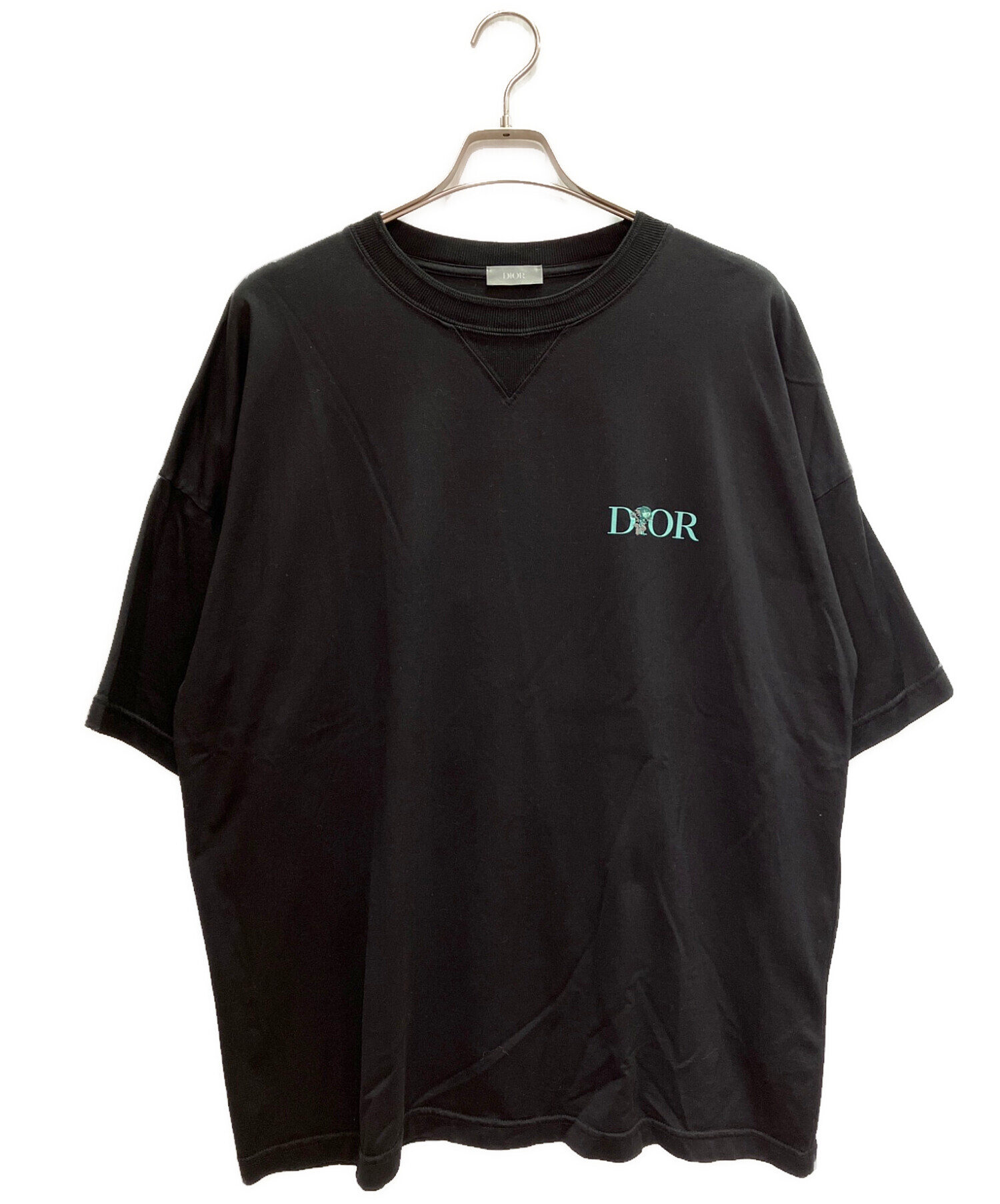 Christian Dior (クリスチャン ディオール) バック刺繍ロゴプリントTシャツ ブラック サイズ:L