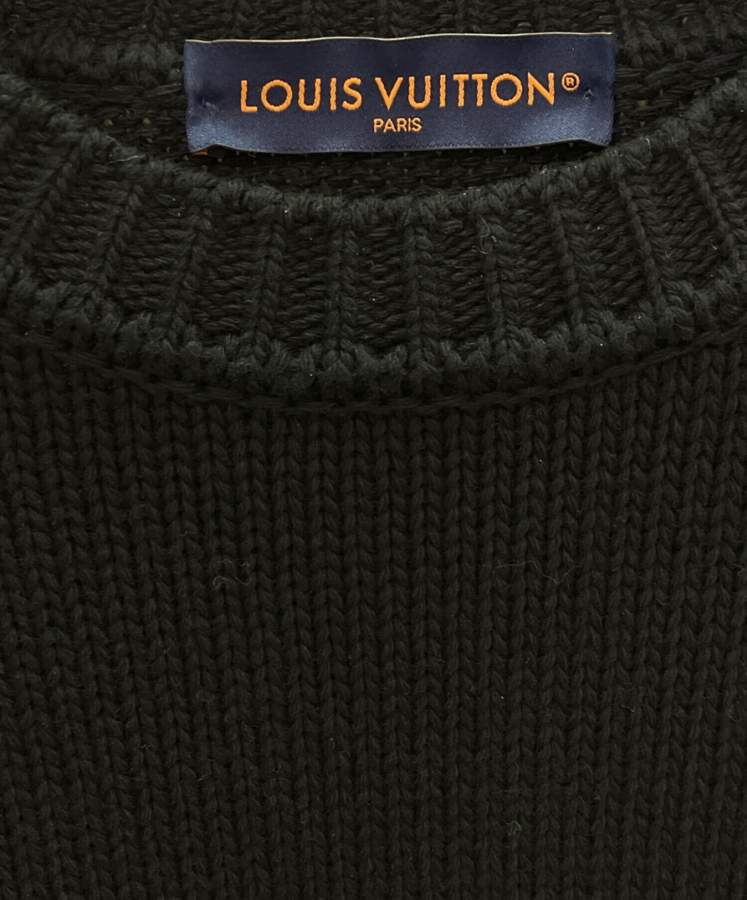 LOUIS VUITTON (ルイ ヴィトン) ビーズ装飾ウールニット ブラック サイズ:M