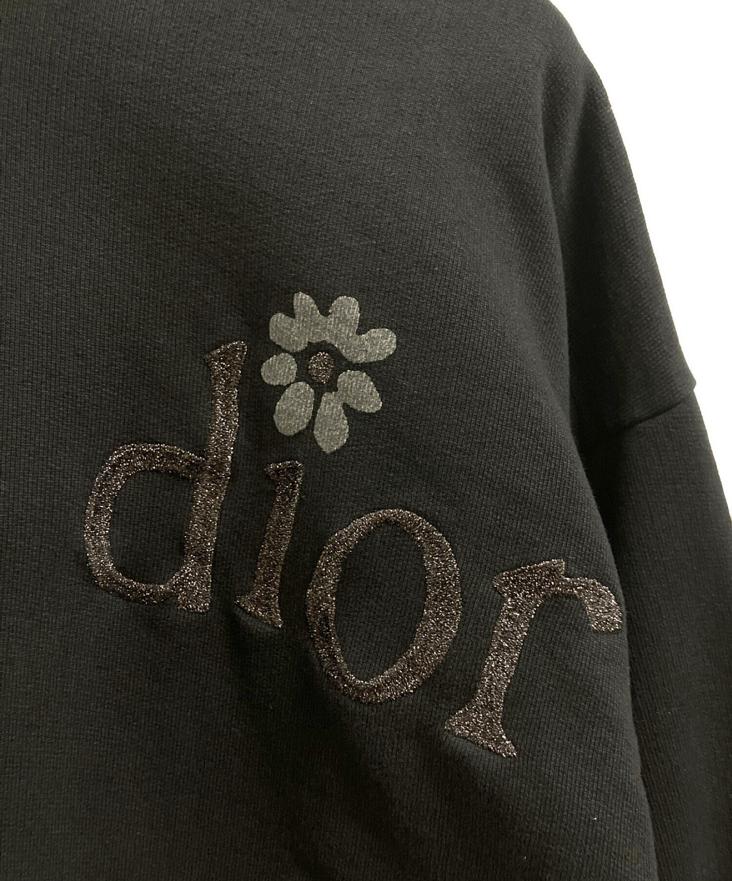 Christian Dior (クリスチャン ディオール) フラワーロゴ刺繍スウェットパーカー ブラック サイズ:34