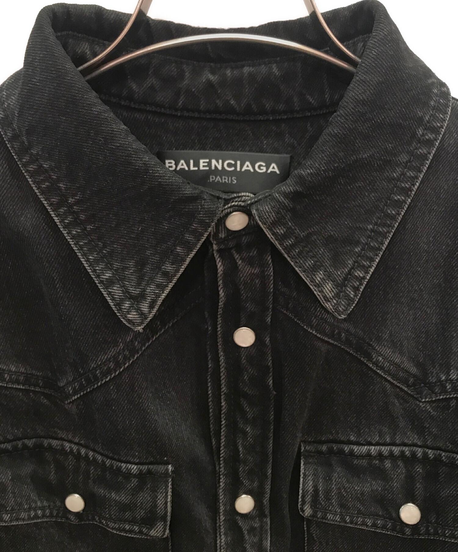 BALENCIAGA (バレンシアガ) ショート丈デニムシャツジャケット ブラック サイズ:S