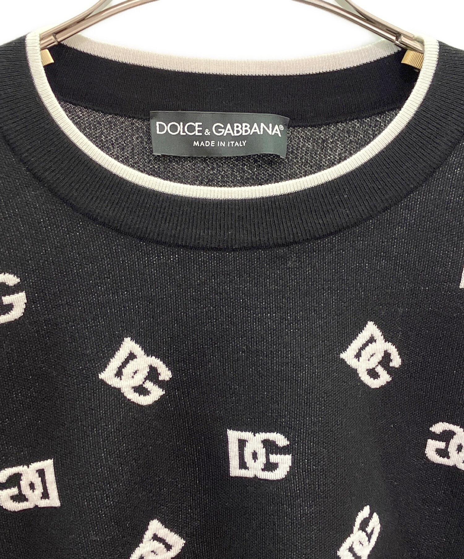 DOLCE & GABBANA (ドルチェ＆ガッバーナ) WOOL-SILK LOGO Knit ブラック サイズ:-