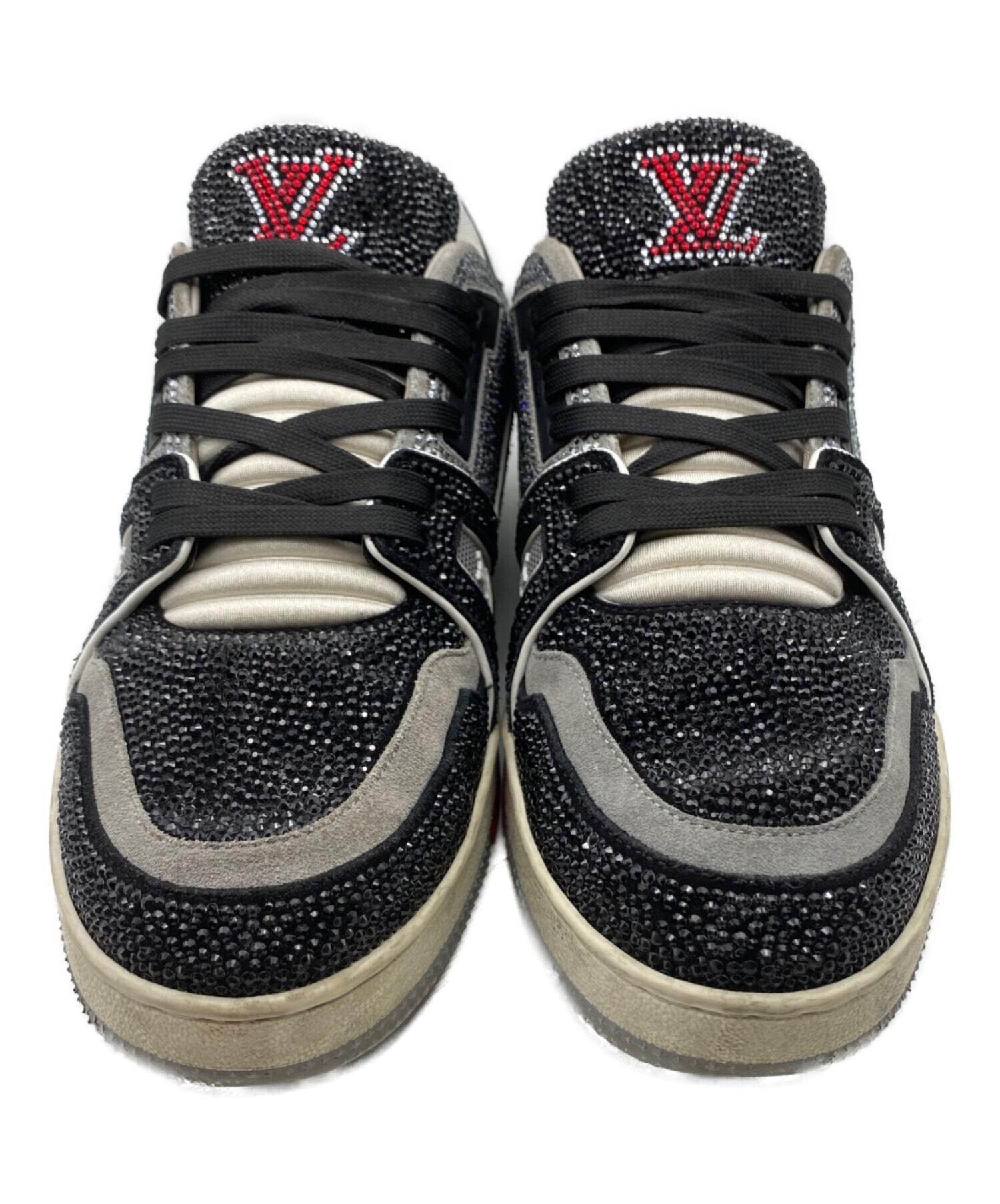 LOUIS VUITTON (ルイ ヴィトン) Crystal Covered LV Trainer ブラック×グレー×ホワイト サイズ:SIZE 7