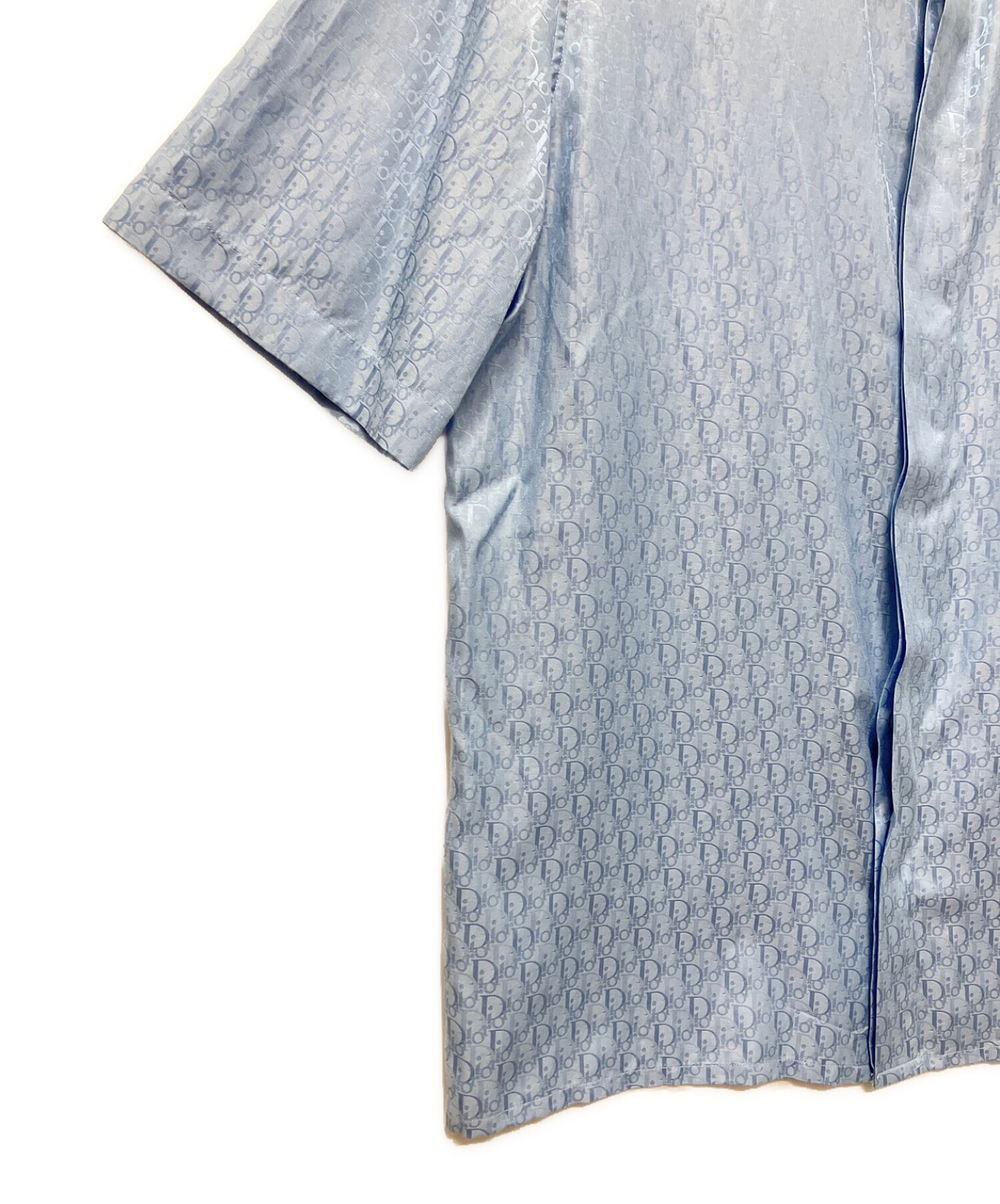 Christian Dior (クリスチャン ディオール) トロッター柄半袖シルクシャツ スカイブルー サイズ:39