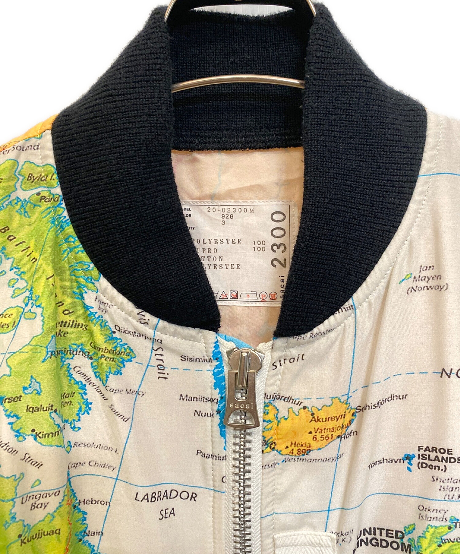 sacai (サカイ) WORLD MAP BLOUSON ホワイト×グリーン サイズ:3