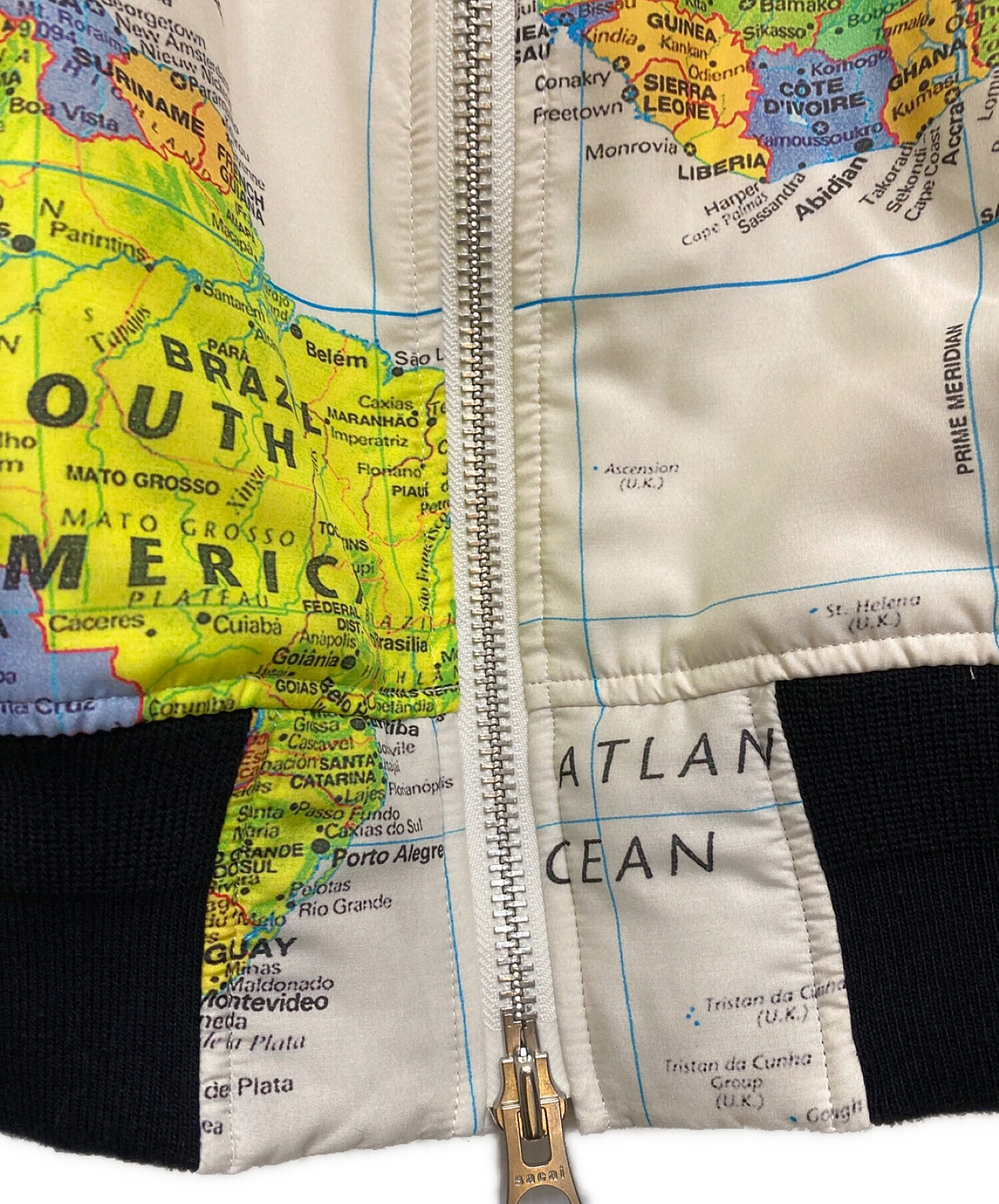 sacai (サカイ) WORLD MAP BLOUSON ホワイト×グリーン サイズ:3