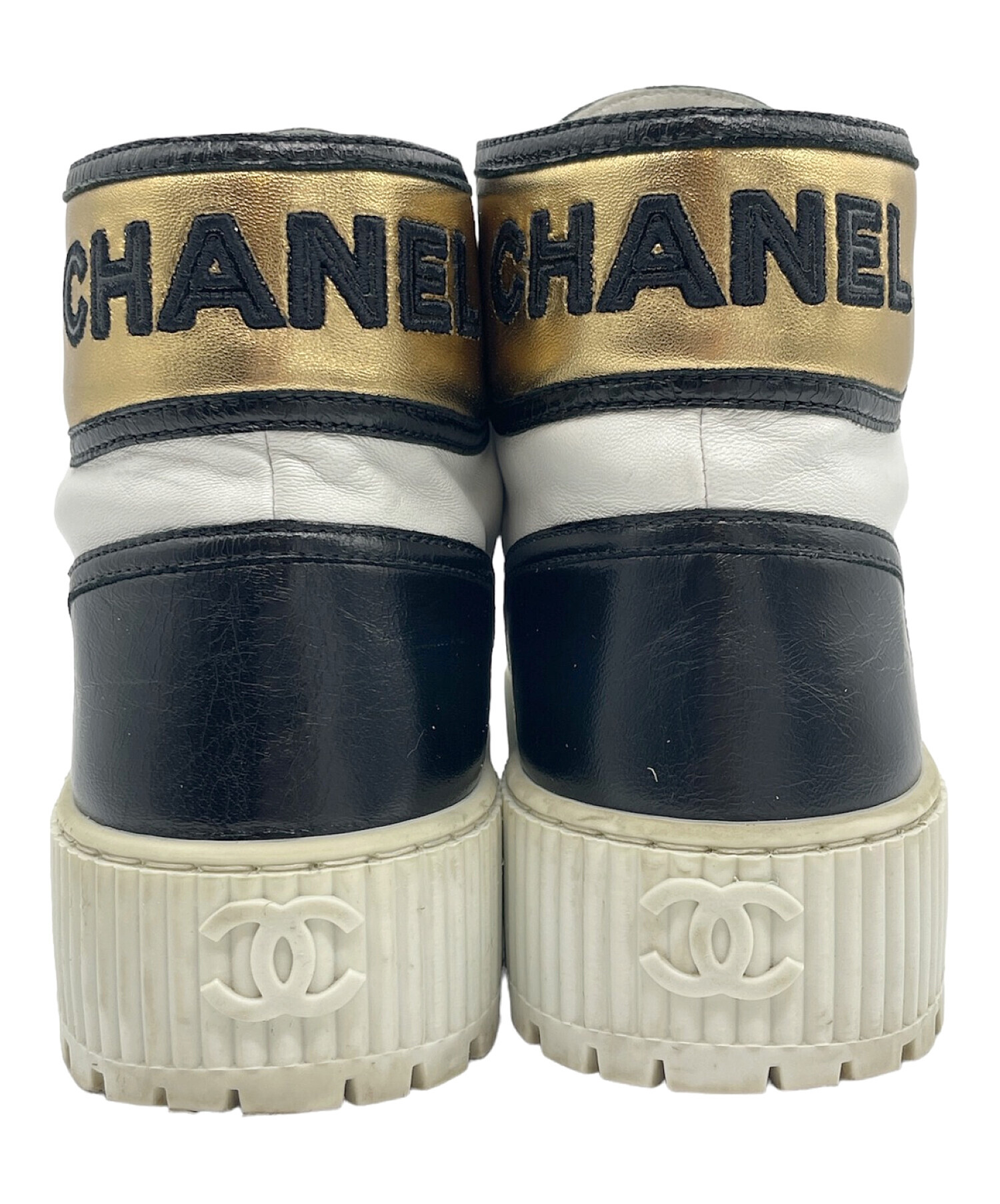 CHANEL (シャネル) 厚底ハイカットスニーカー ホワイト×ブラック サイズ:36