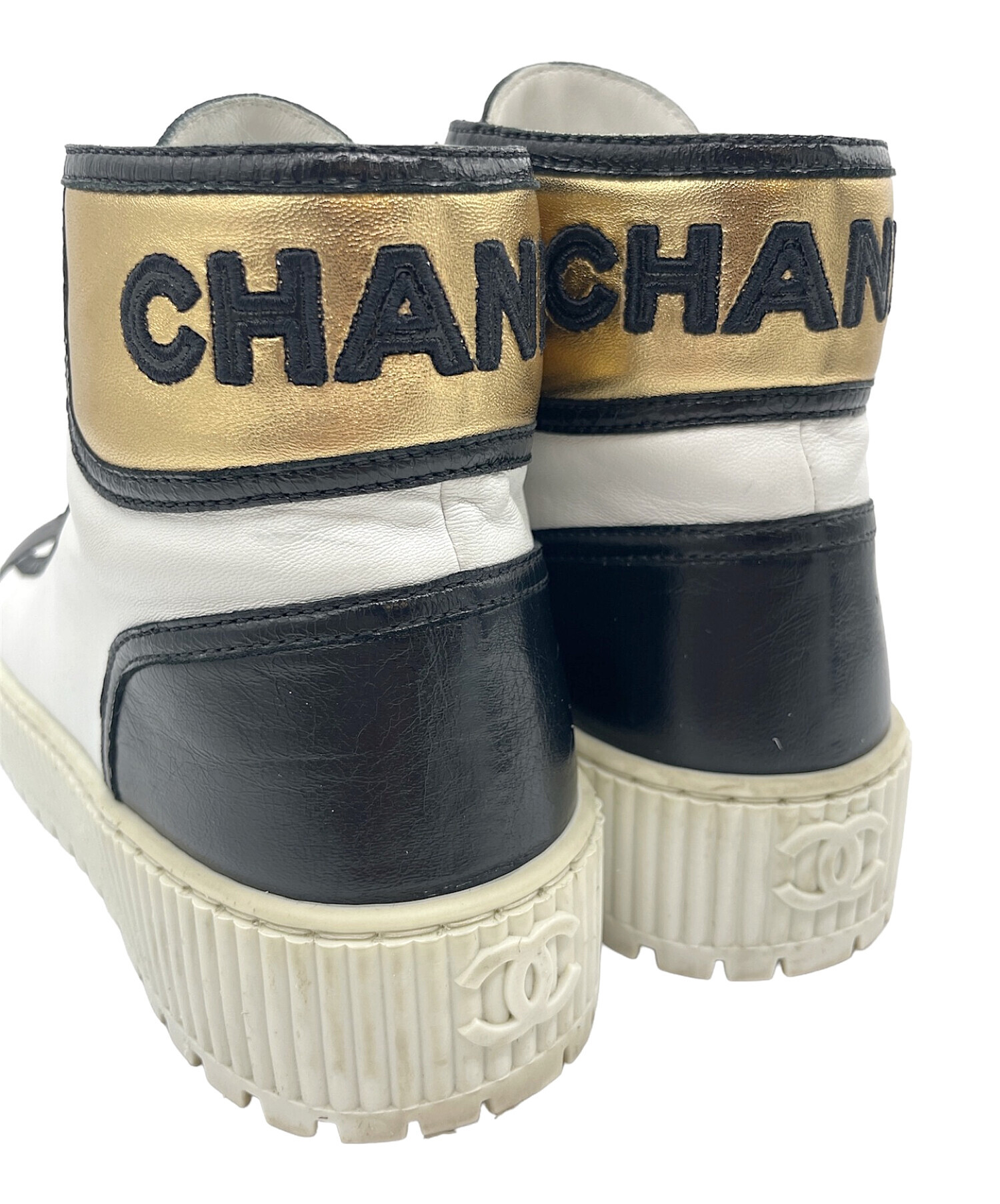 CHANEL (シャネル) 厚底ハイカットスニーカー ホワイト×ブラック サイズ:36