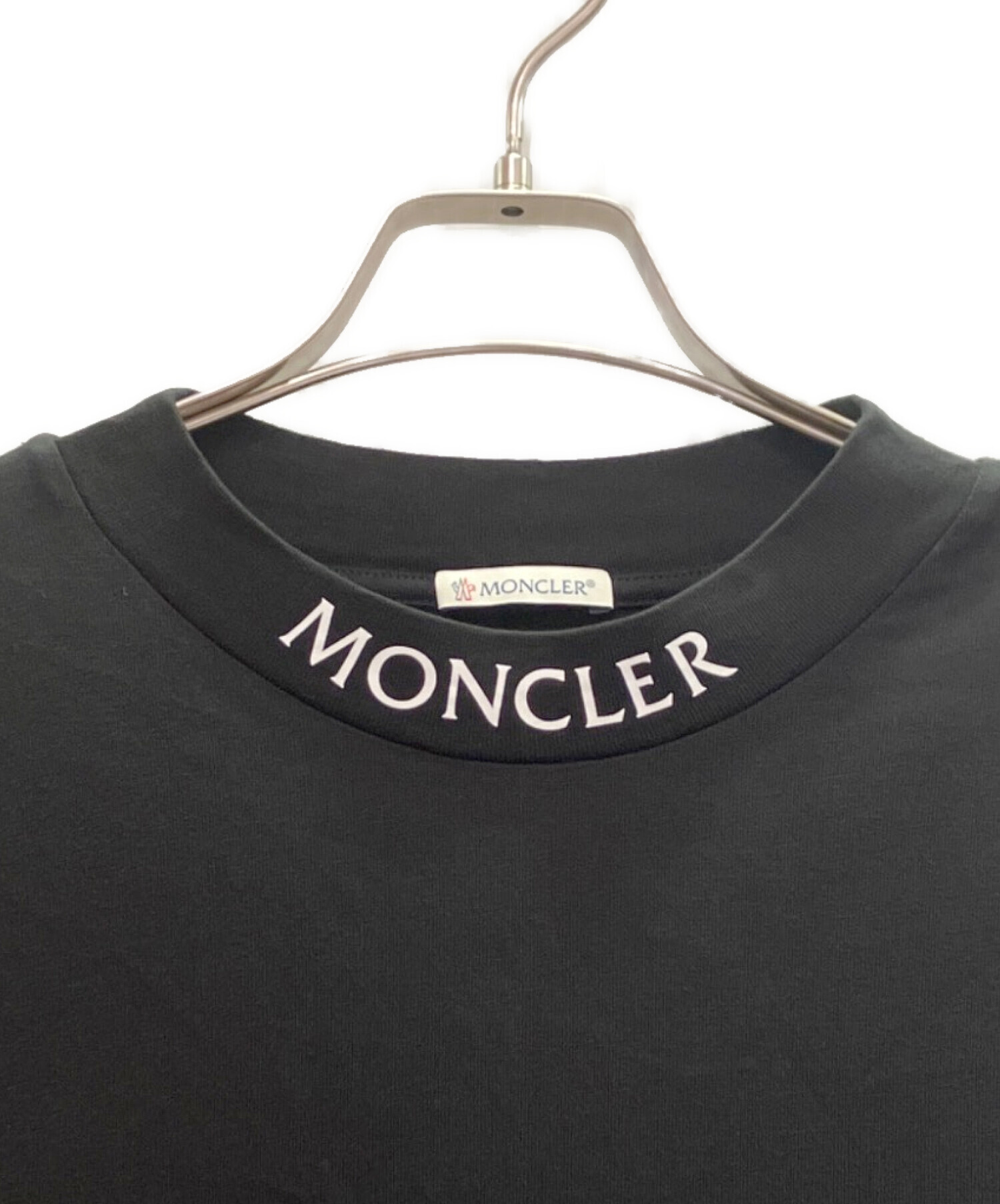 MONCLER (モンクレール) MAGLIA T-SHIRT ネックロゴ クルーネックカットソー ブラック サイズ:L