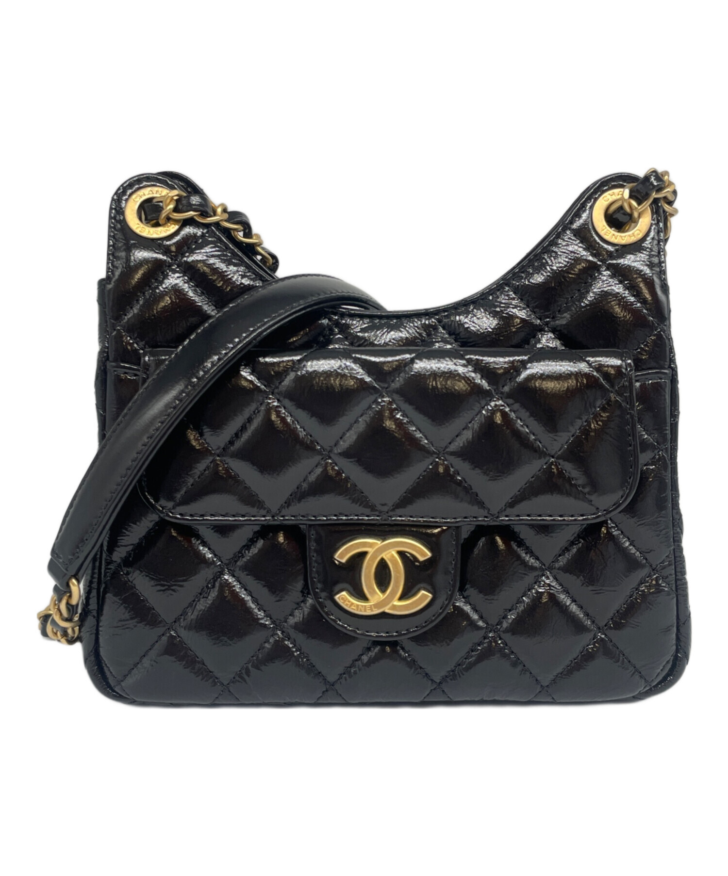 中古・古着通販】CHANEL (シャネル) ホーボーバッグ スモール ブラック×ゴールド金具 サイズ:スモール｜ブランド・古着通販  トレファク公式【TREFAC FASHION】スマホサイト