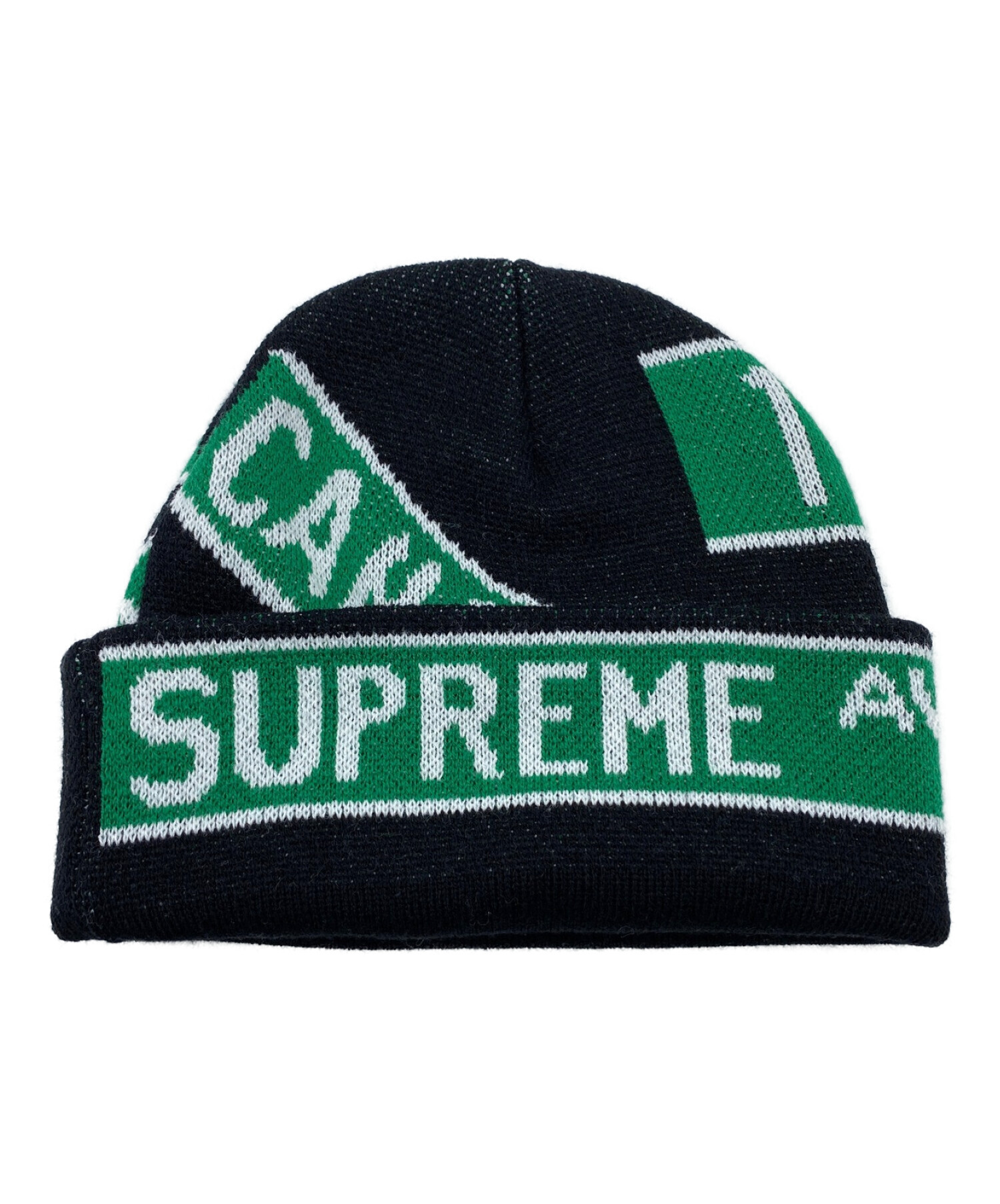 SUPREME (シュプリーム) 21SS Street Signs Beanie ブラック×グリーン