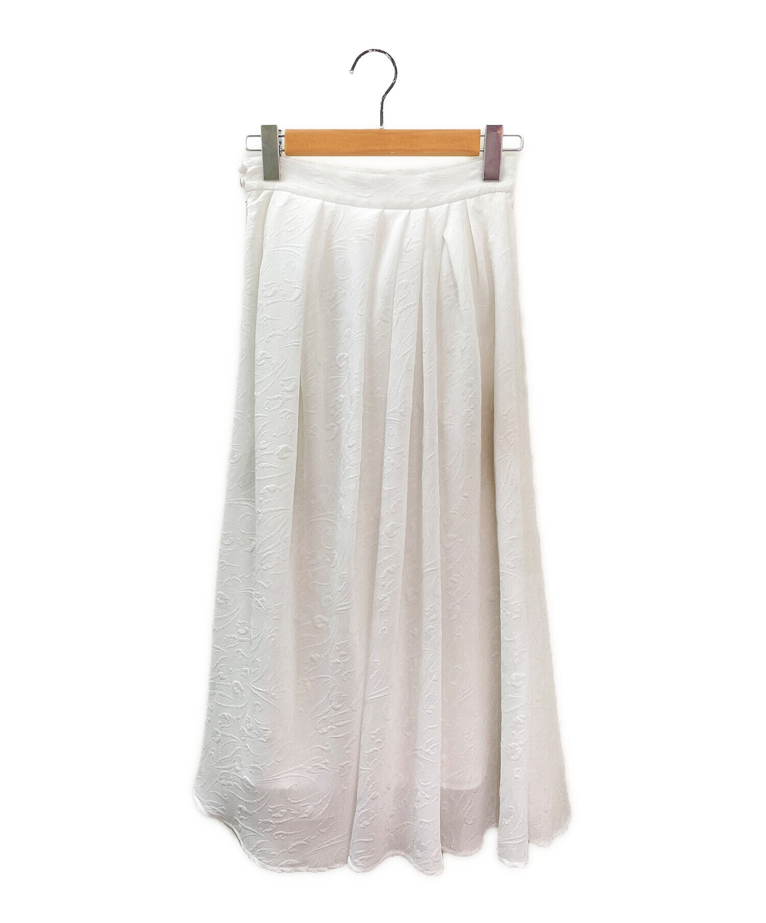 Mame Kurogouchi (マメクロゴウチ) Tulip Motif Volume Pleated Skirt ホワイト サイズ:1 未使用品