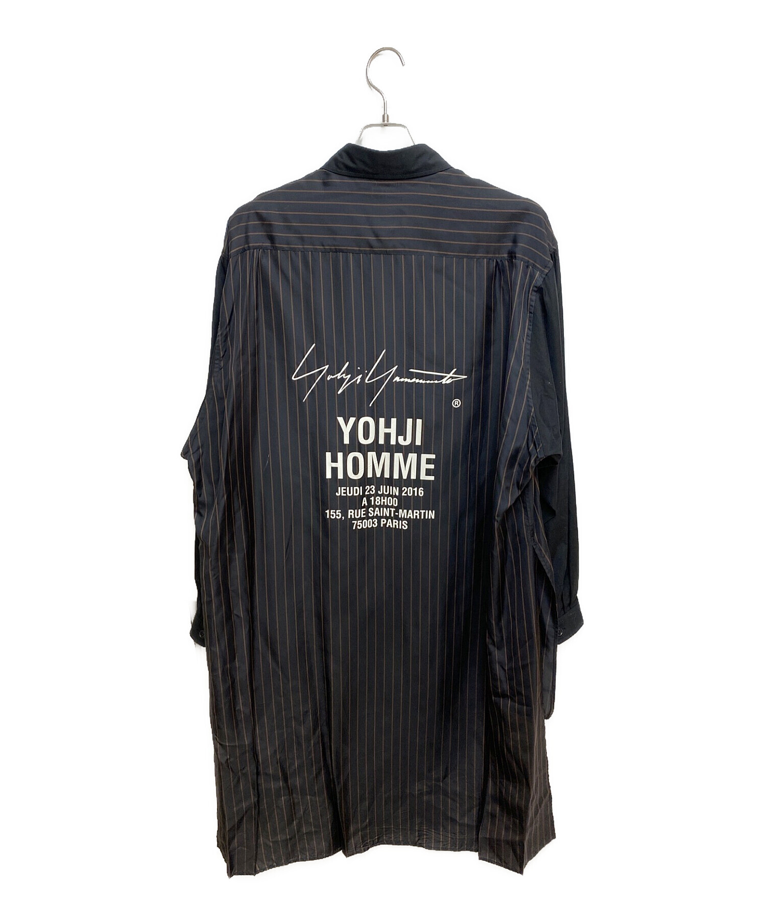 Yohji Yamamoto pour homme (ヨウジヤマモトプールオム) Striped Cupro Staff Shirt ブラック  サイズ:3