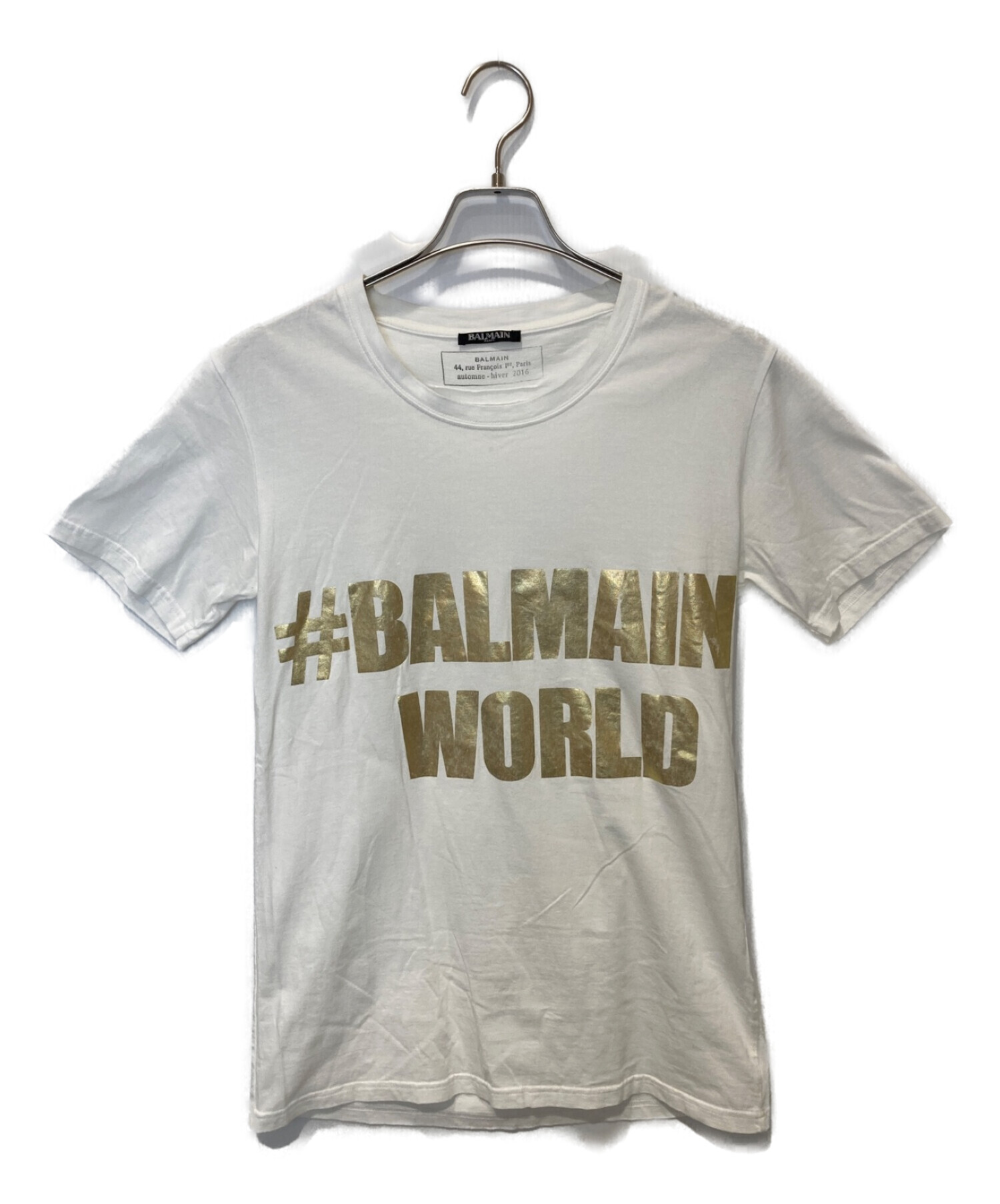 定価4万円faBALMAIN バルマン Tシャツ ワンピース スパンコールロゴ 白