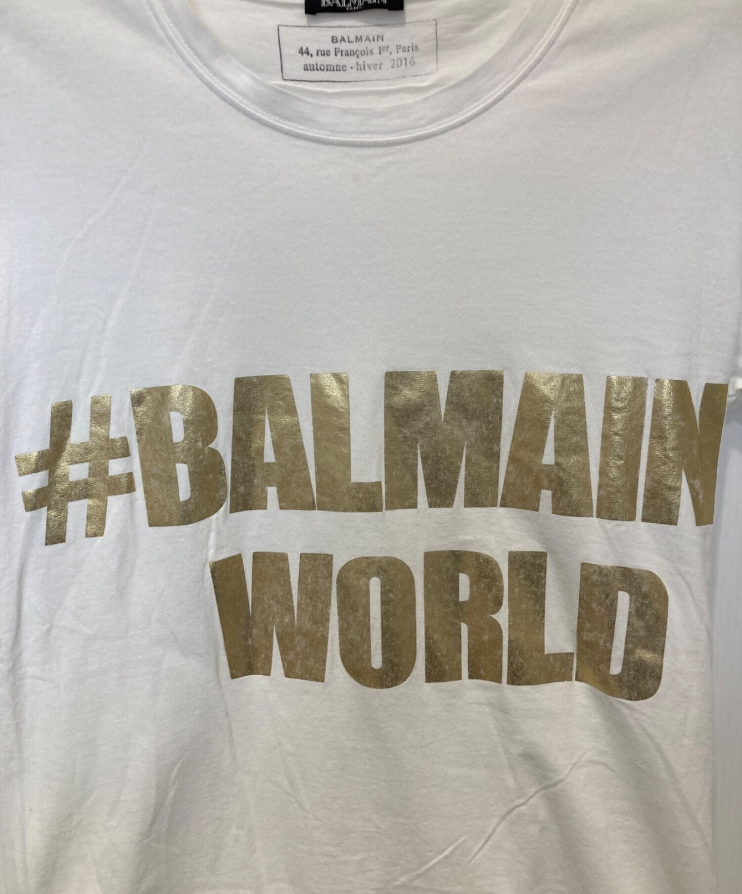 中古・古着通販】BALMAIN (バルマン) ロゴTシャツ ホワイト サイズ:S