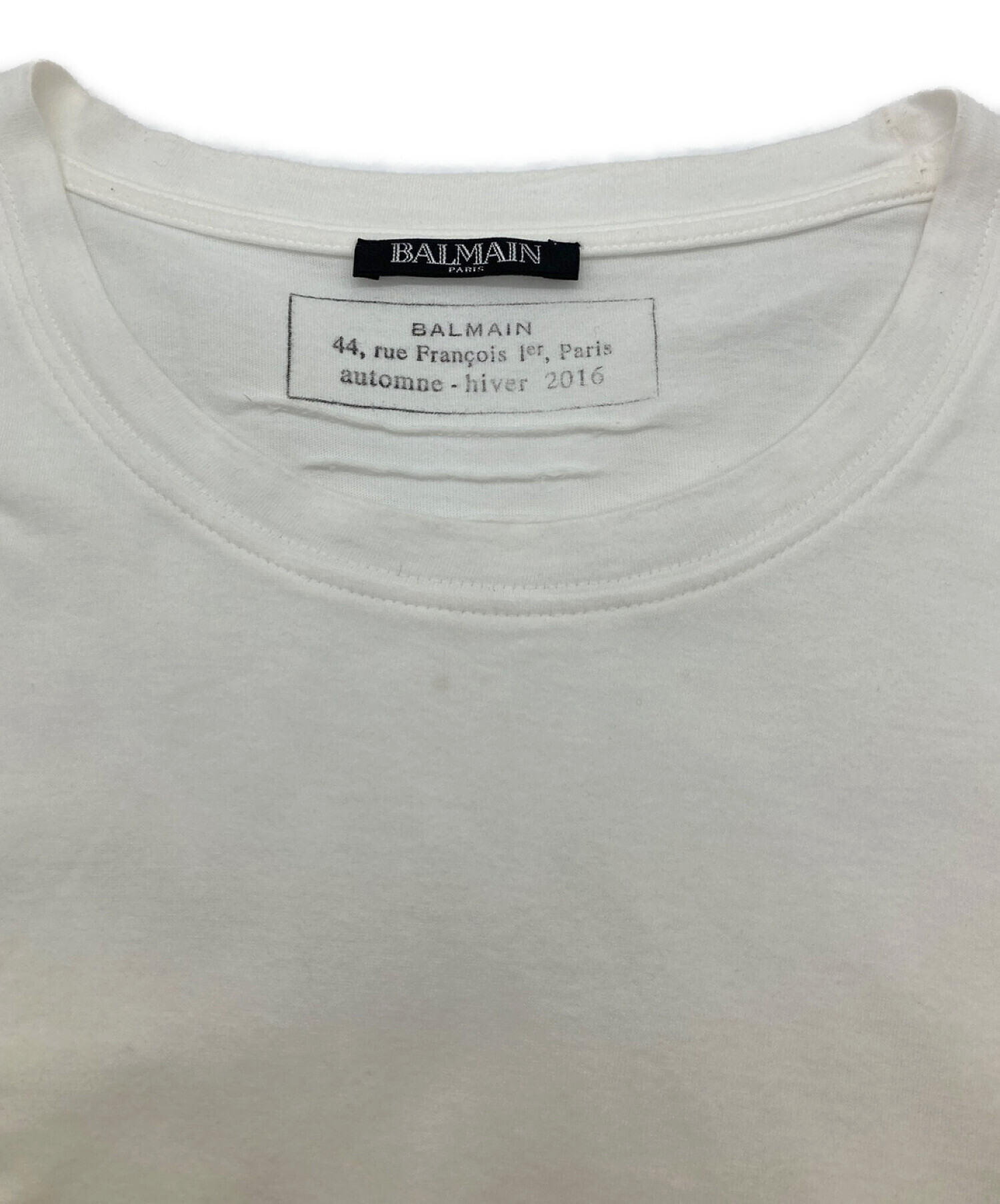 中古・古着通販】BALMAIN (バルマン) ロゴTシャツ ホワイト サイズ:S 