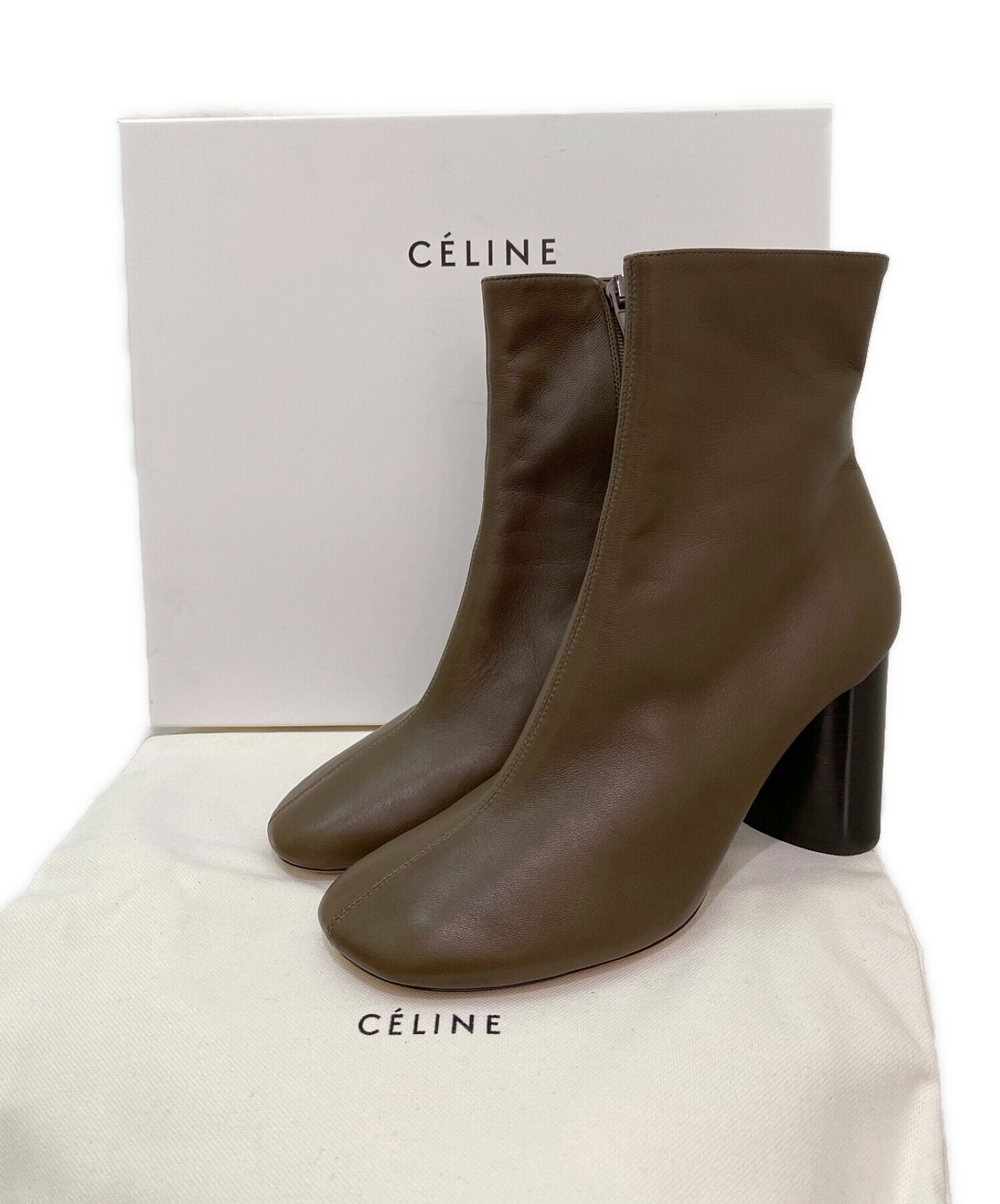 中古・古着通販】CELINE (セリーヌ) チャンキーヒールショートブーツ ブラウン サイズ:38｜ブランド・古着通販 トレファク公式【TREFAC  FASHION】スマホサイト