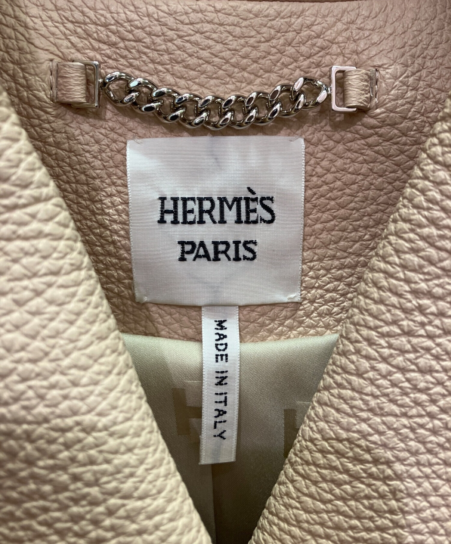 HERMES (エルメス) レザージャケット ベージュ サイズ:36