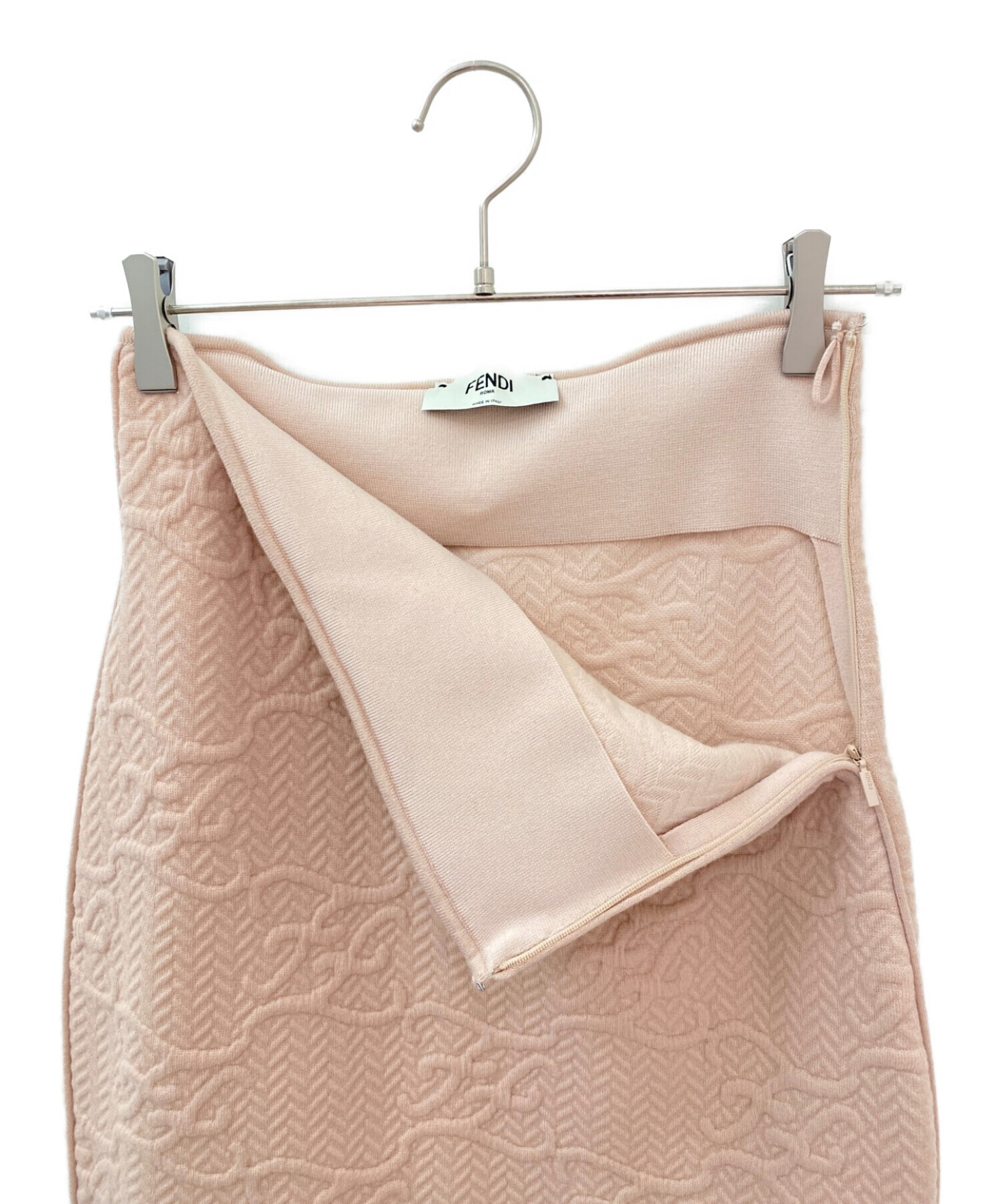 FENDI (フェンディ) カリグラフィーニットスカート ピンク サイズ:42