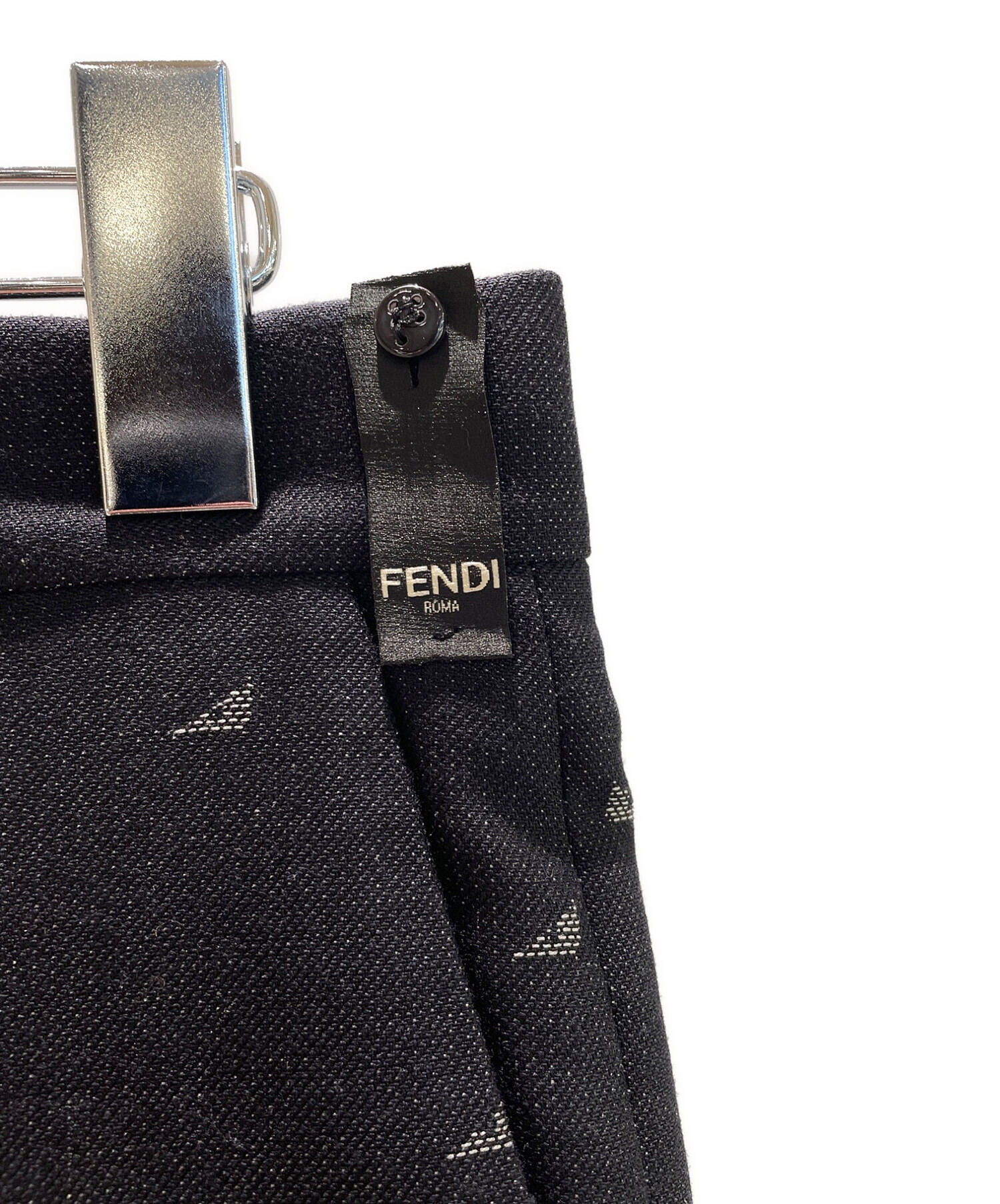 FENDI (フェンディ) 総柄テーパードスラックスパンツ ネイビー サイズ:46