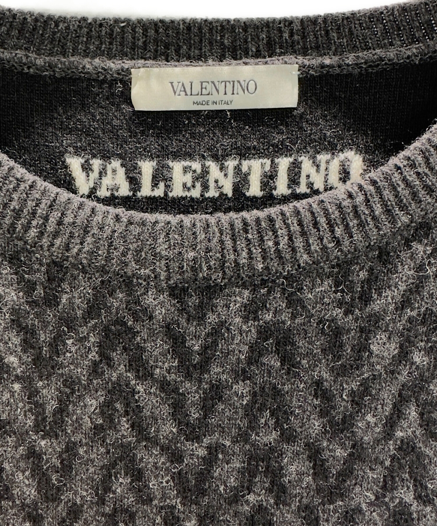 VALENTINO ニット 総柄 グレー Ｓ着丈64cm - ニット/セーター