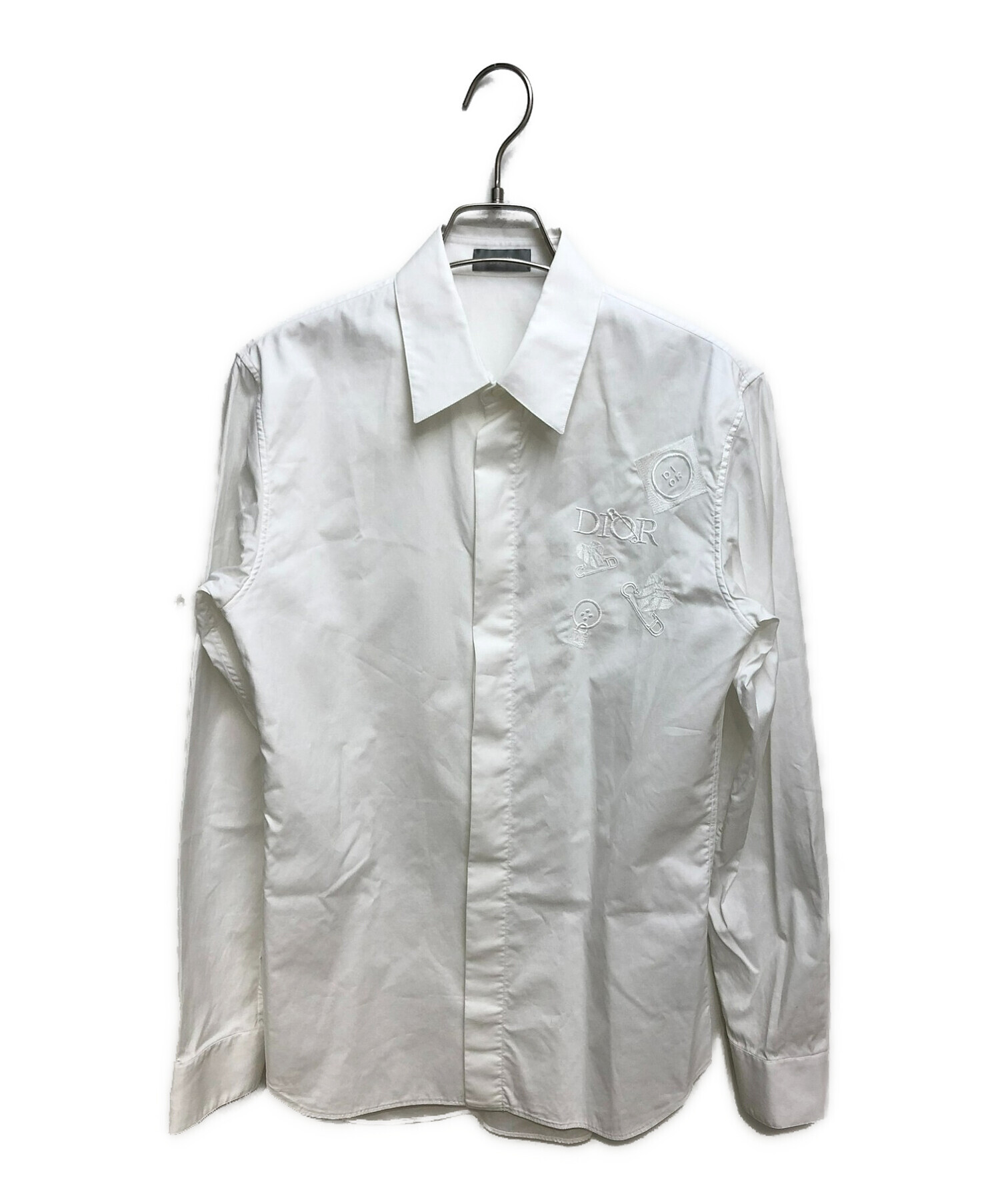 ディオールオム　ロゴ刺繍　ドレス　シャツ　長袖　ホワイト