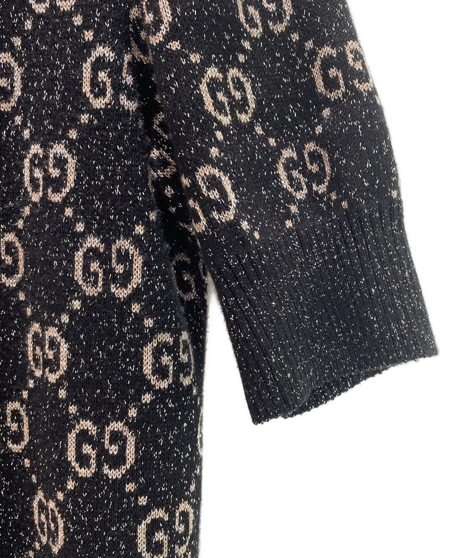 GUCCI (グッチ) ラメGGジャカードポロドレス ブラック サイズ:XS