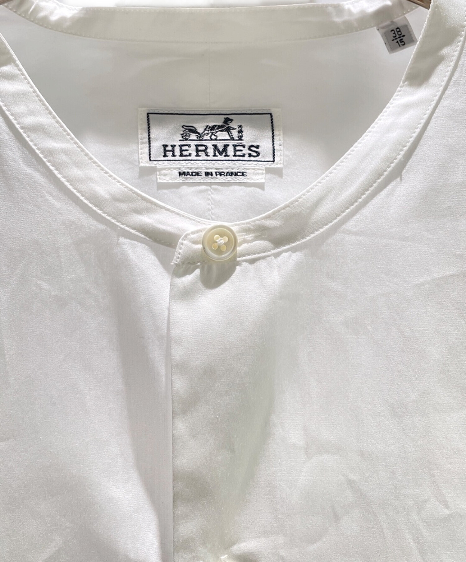 中古・古着通販】HERMES (エルメス) ノーカラーシャツ ホワイト サイズ 