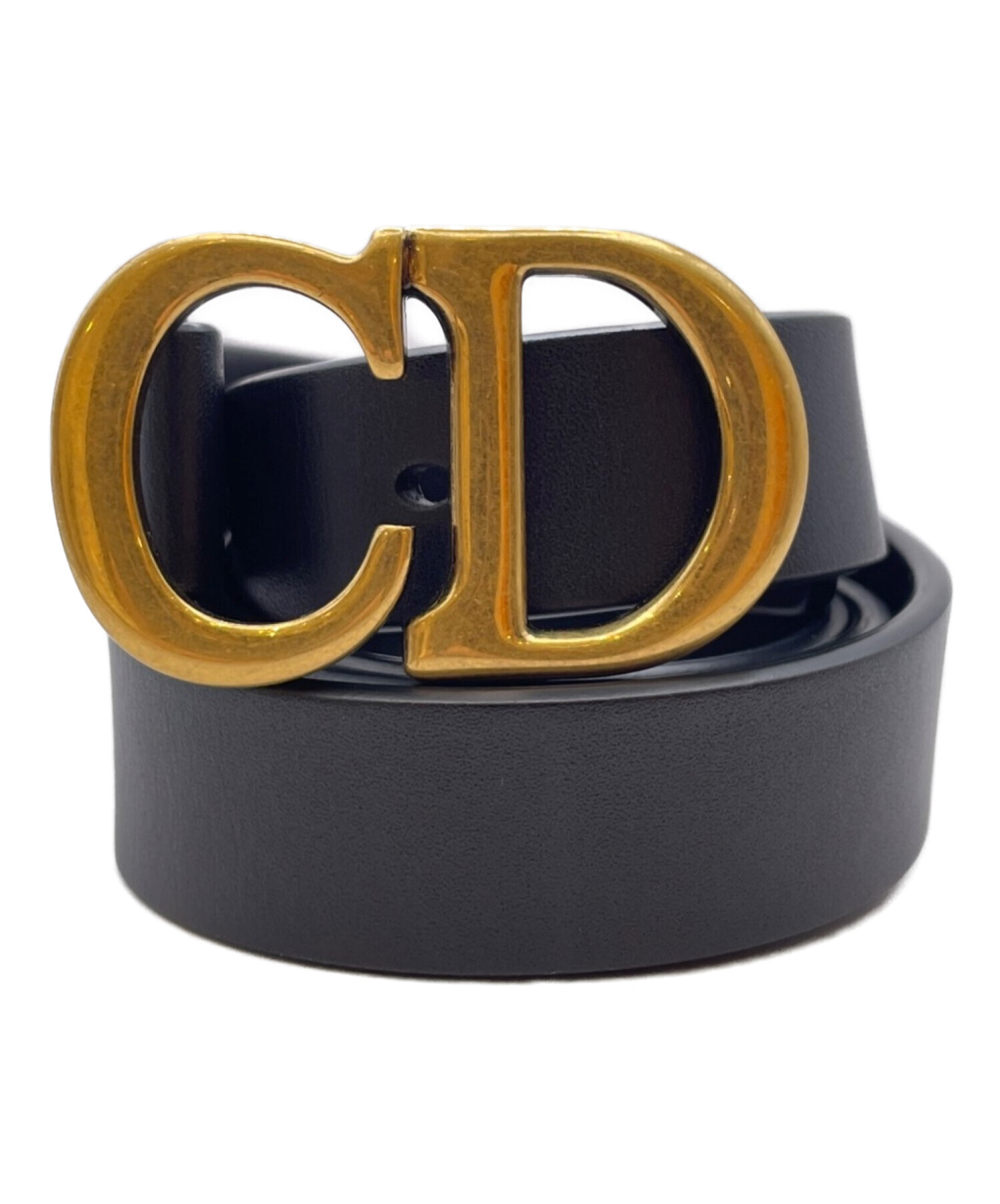 Christian Dior (クリスチャン ディオール) CDロゴサドルレザーベルト ブラック サイズ:70