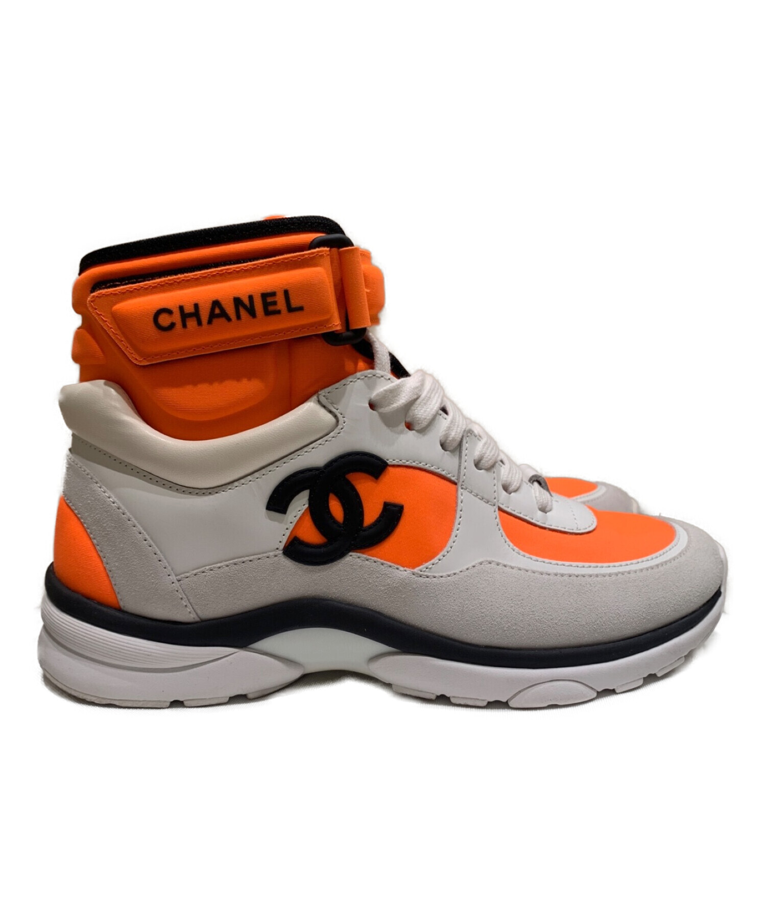 CHANEL (シャネル) ココマークハイカットスニーカー ホワイト×オレンジ サイズ:36