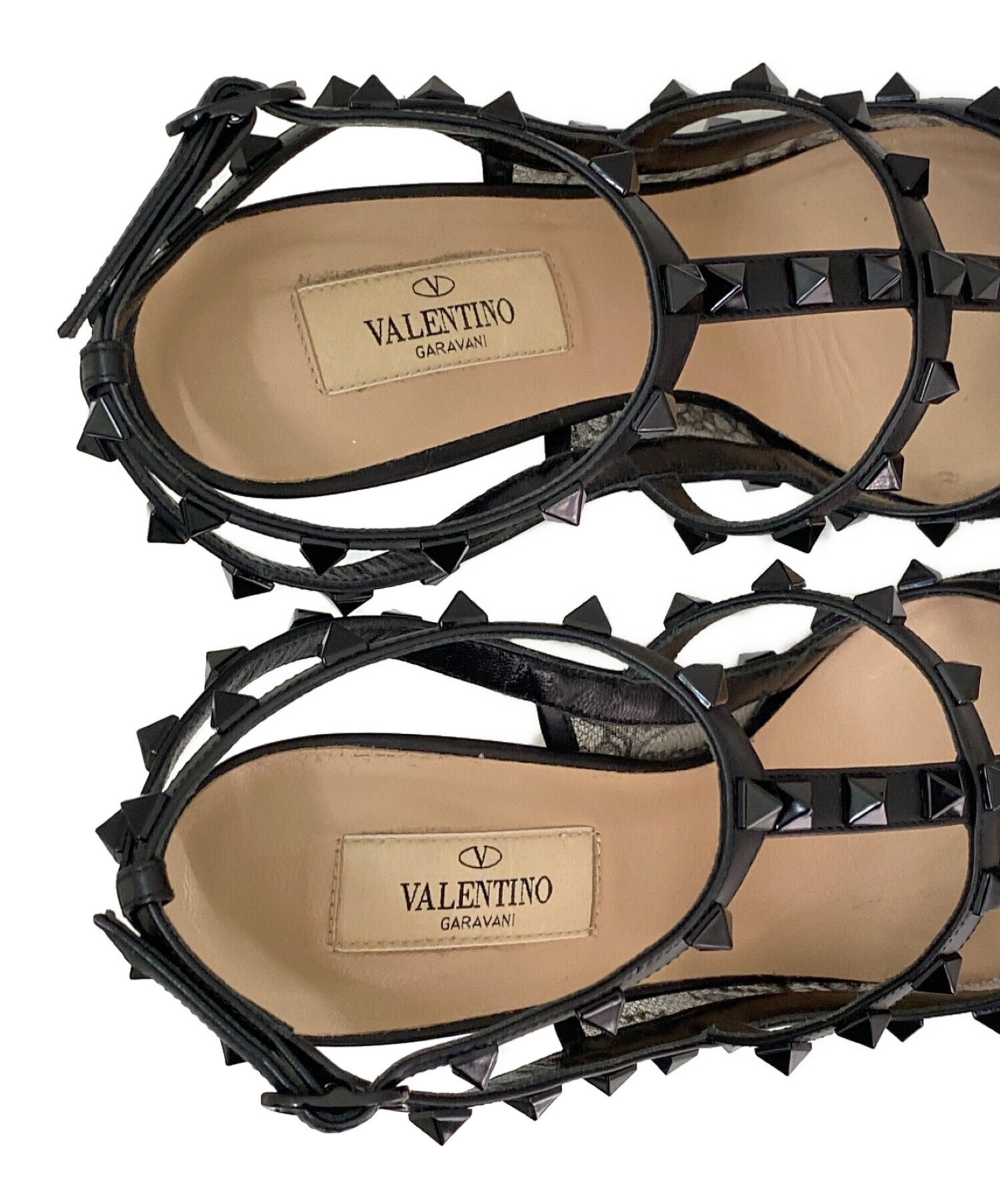 VALENTINO (ヴァレンティノ) レーストゥスタッズヒールパンプス ブラック サイズ:38