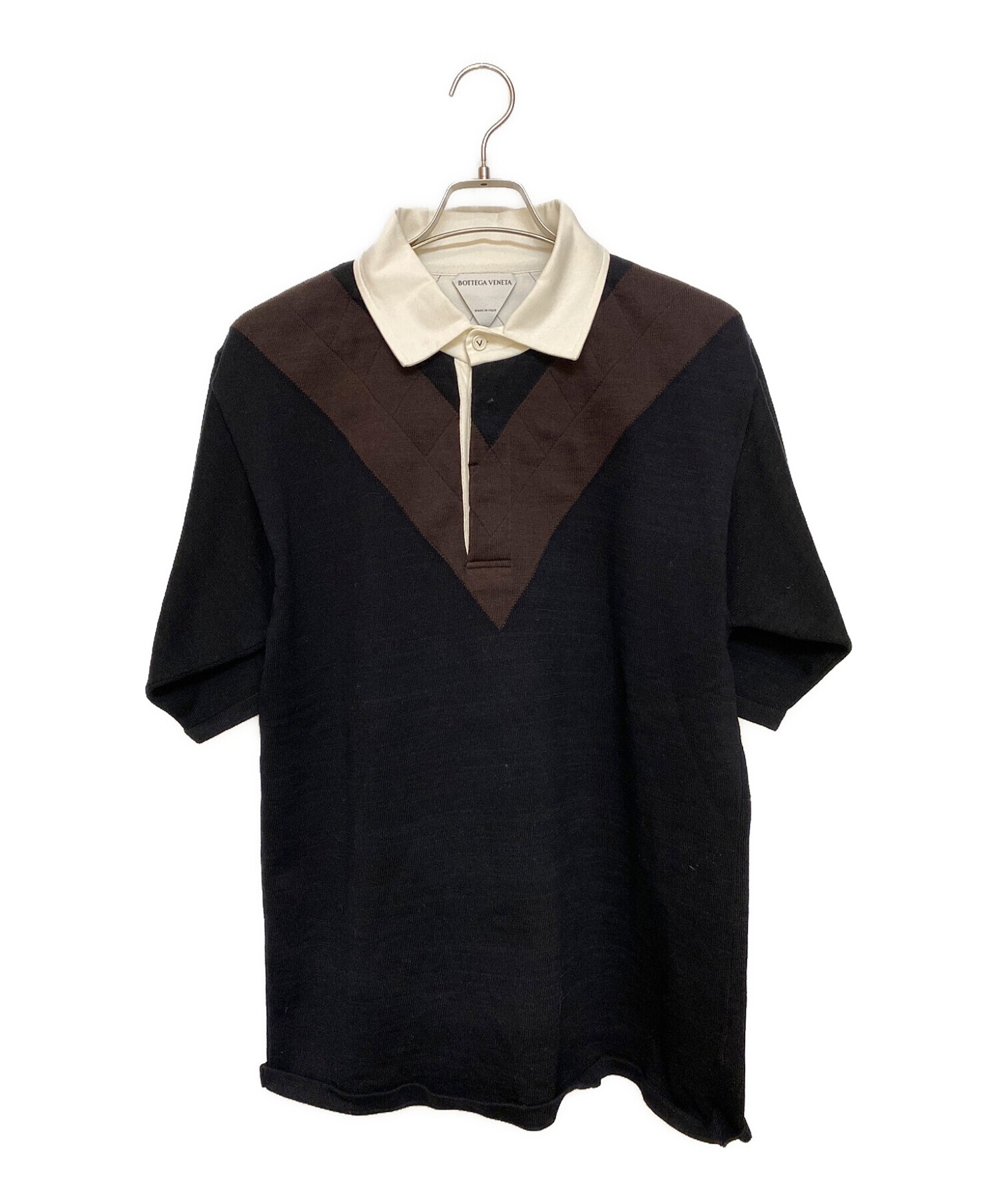 BOTTEGA VENETA (ボッテガベネタ) デザインステッチポロシャツ ブラック サイズ:L