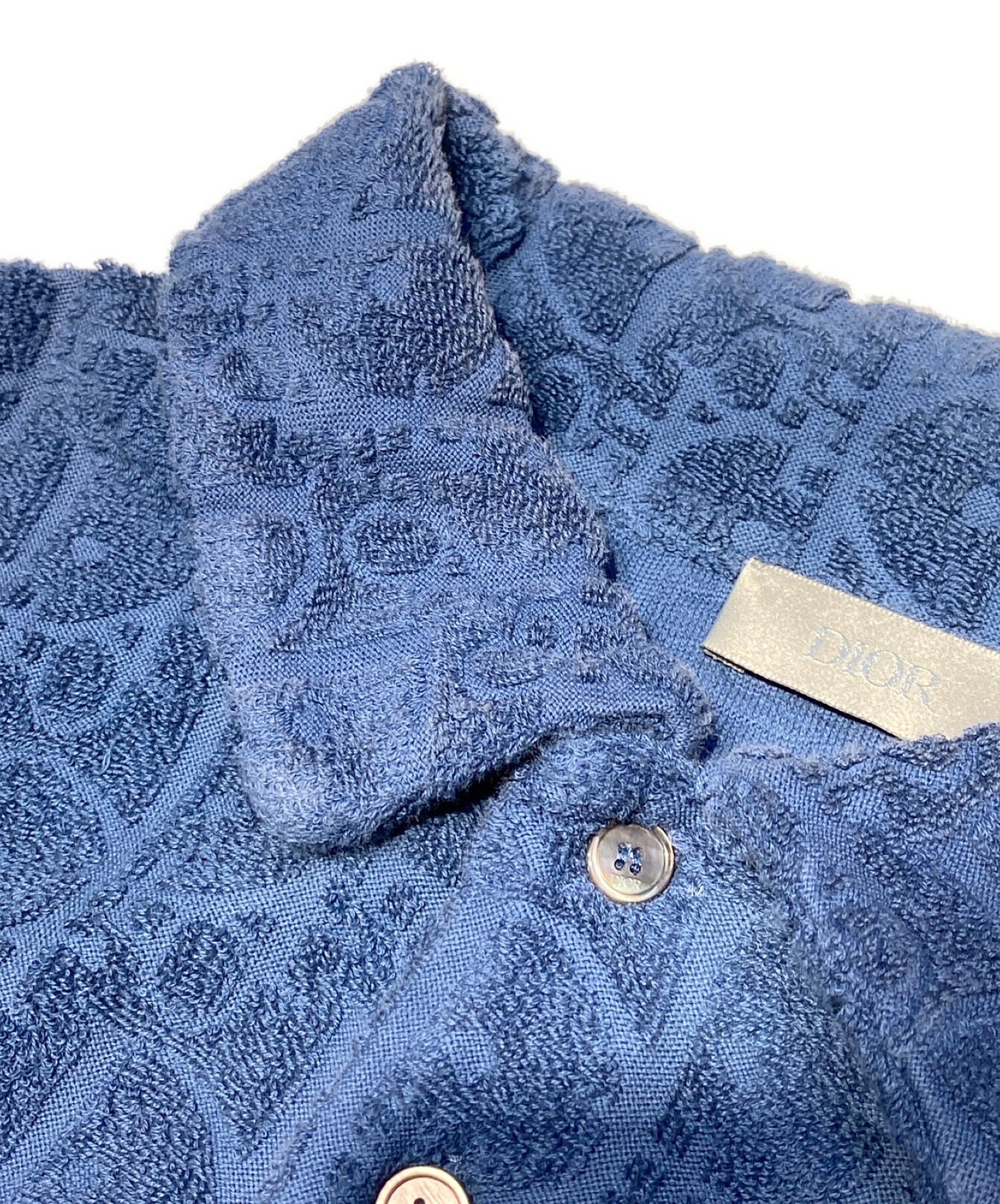 Dior (ディオール) オブリークパイル地ポロシャツ ブルー サイズ:L