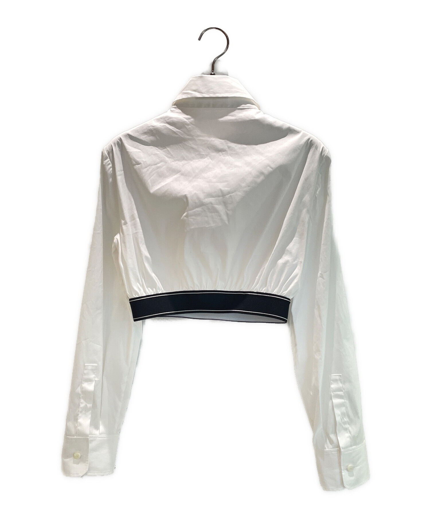 プラダ PRADA レギュラーカラーシャツ 長袖 ストレッチ 38 白 ホワイト