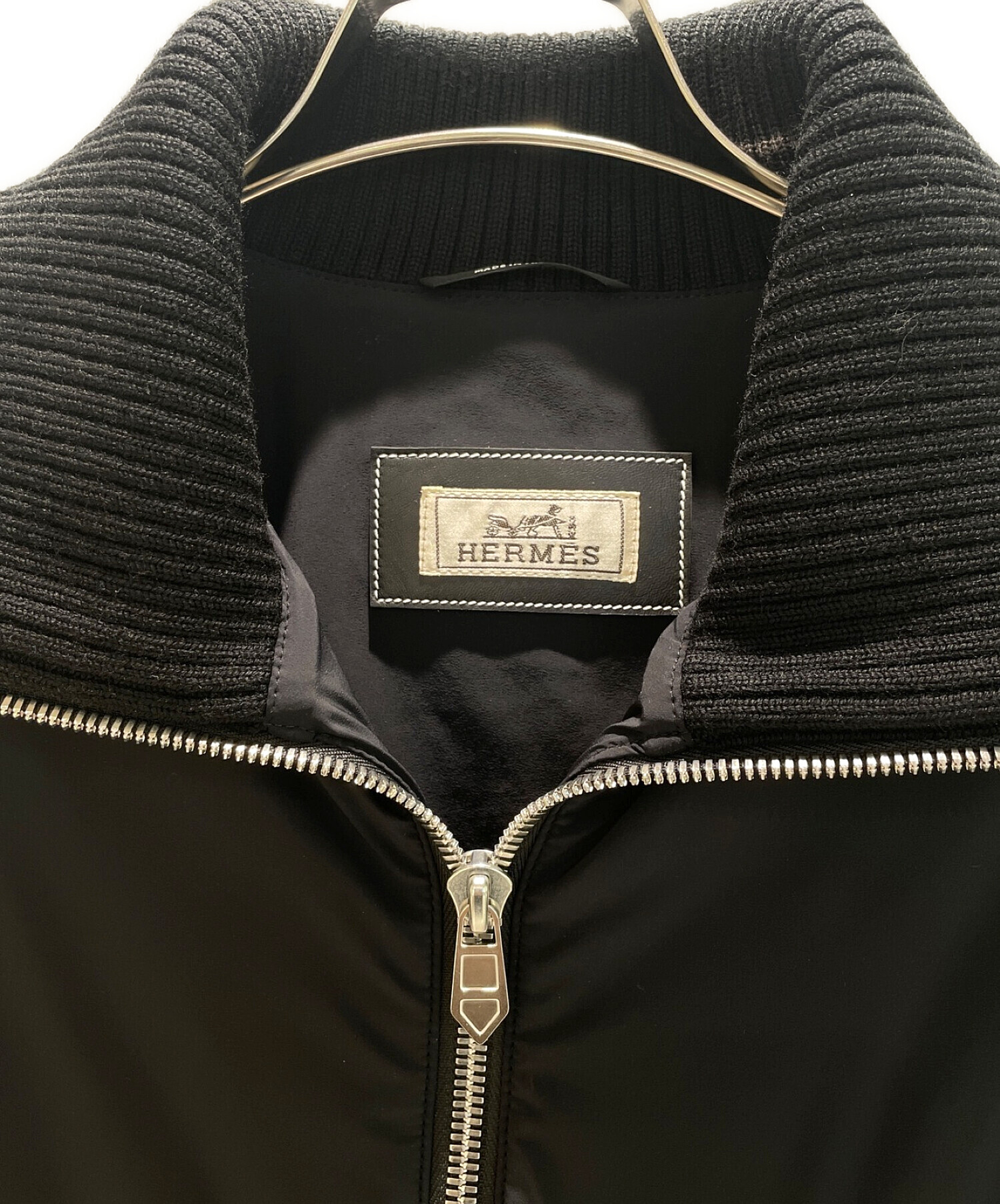 HERMES (エルメス) ポッシュ クラップ キュイール キルティングジャケット ブラック サイズ:50