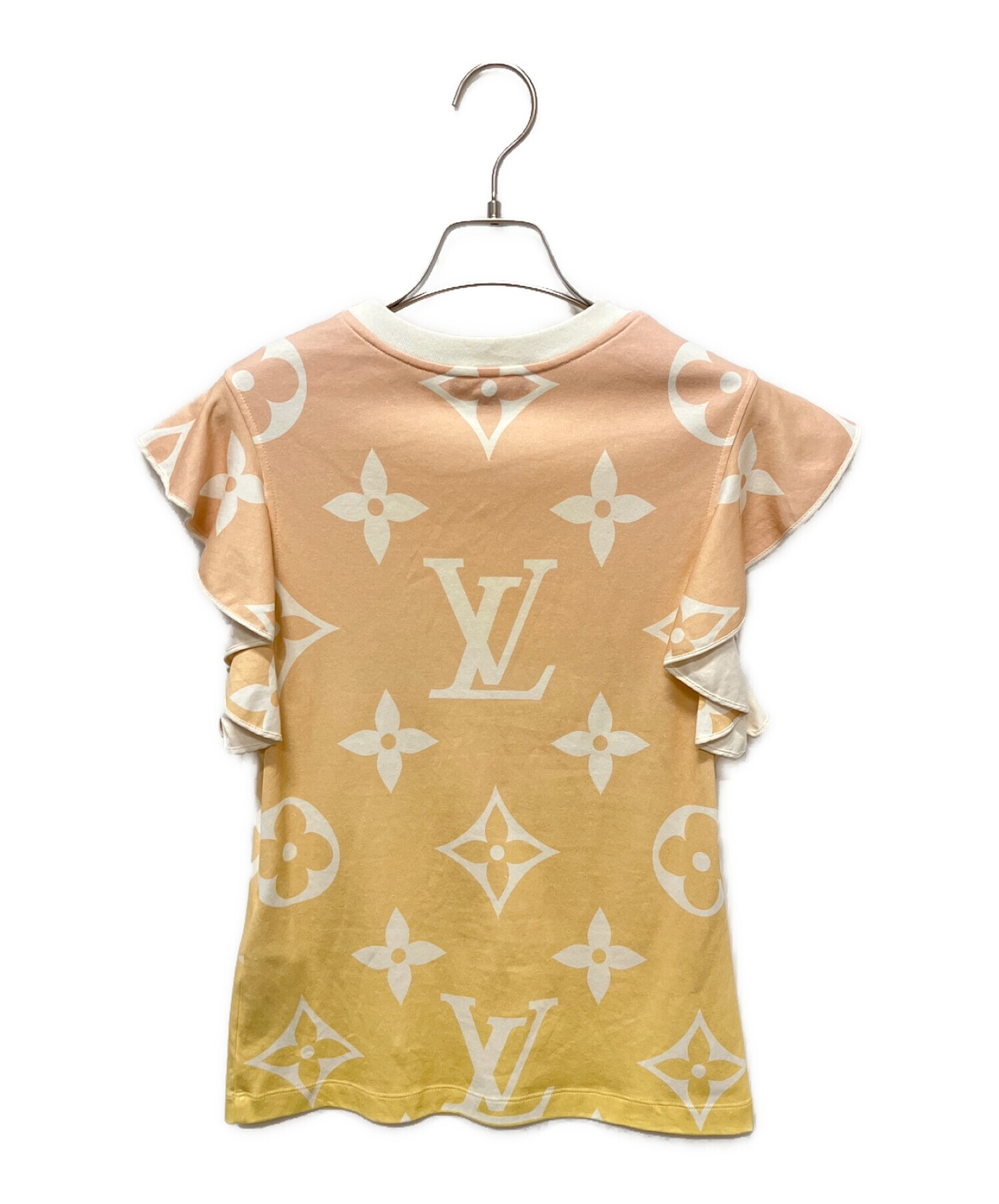 LOUIS VUITTON (ルイ ヴィトン) グラデーションモノグラムチェーンネックTシャツ オレンジ サイズ:XS