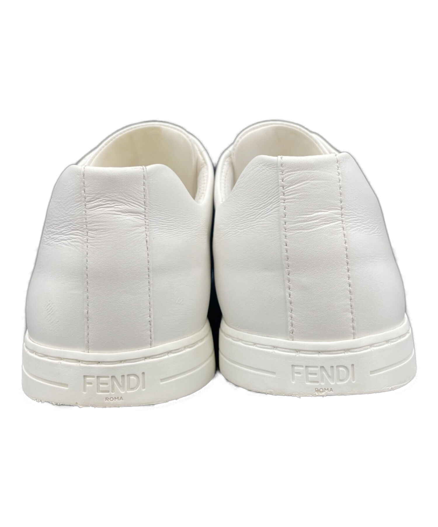 FENDI (フェンディ) Fロゴレザースリッポン ホワイト×ブラウン サイズ:8