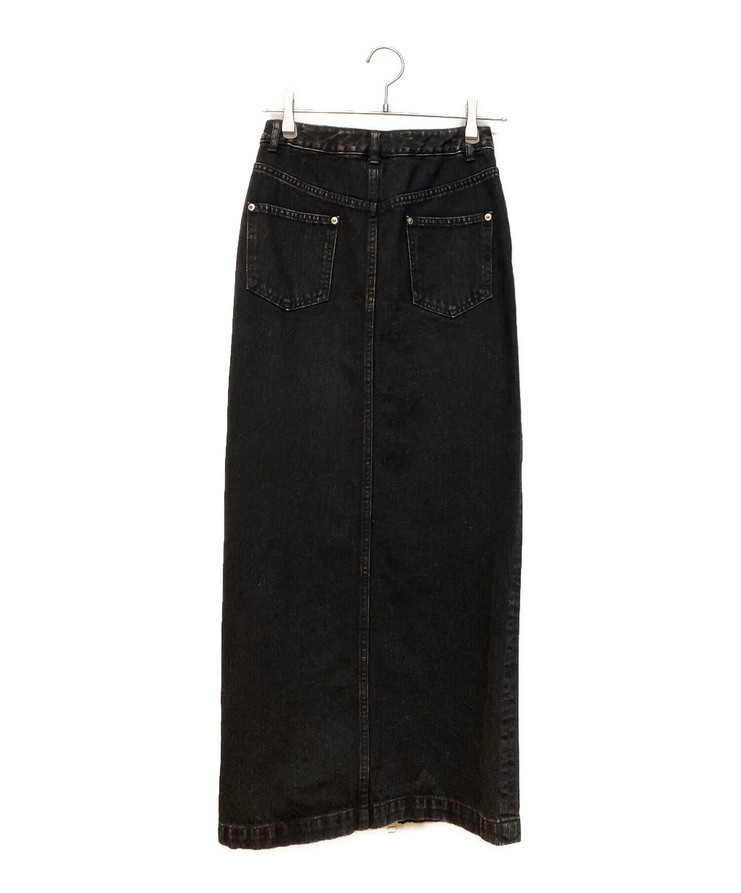 JOHN LAWRENCE SULLIVAN (ジョンローレンスサリバン) Washed denim zipped long skirt ブラック  サイズ:XS