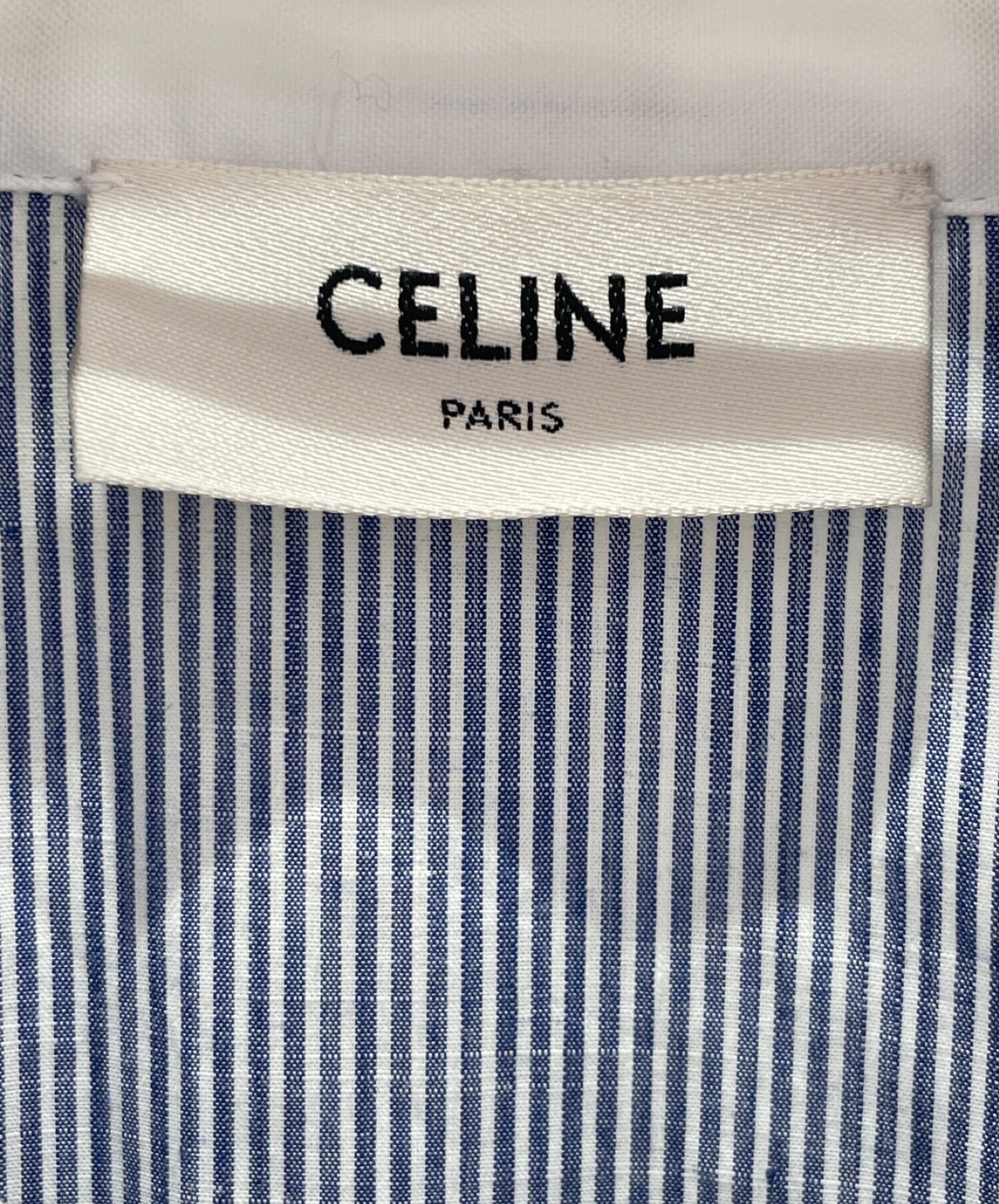 CELINE (セリーヌ) ストライプ オーバーサイズ シャツ スカイブルー×ホワイト サイズ:38