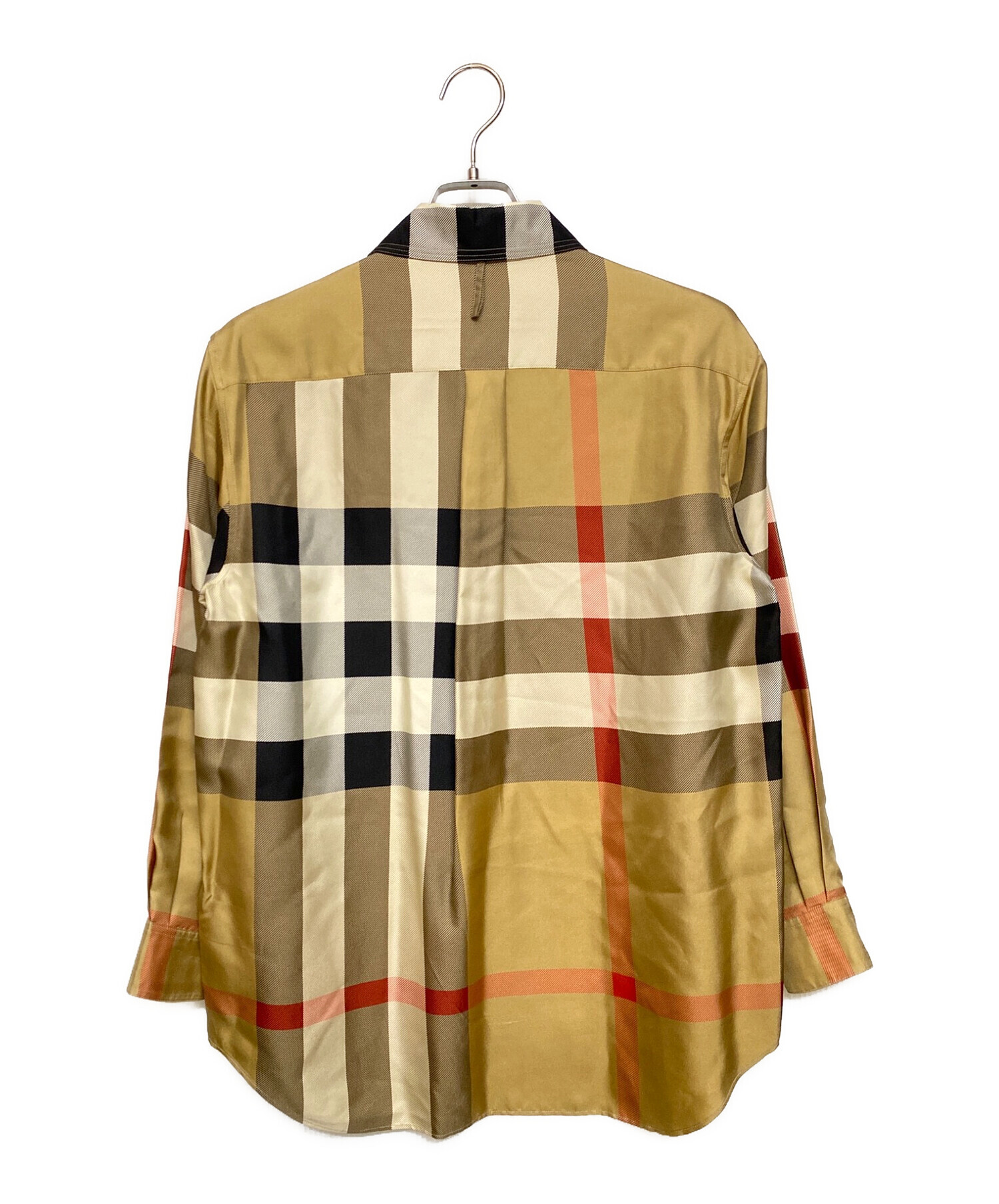 BURBERRY (バーバリー) チェックシルクシャツ ベージュ サイズ:36