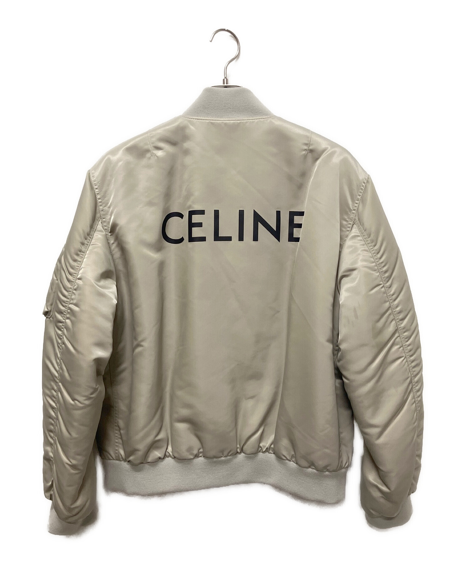 CELINE (セリーヌ) ナイロン ツイル ボンバージャケット ライトグレー サイズ:50