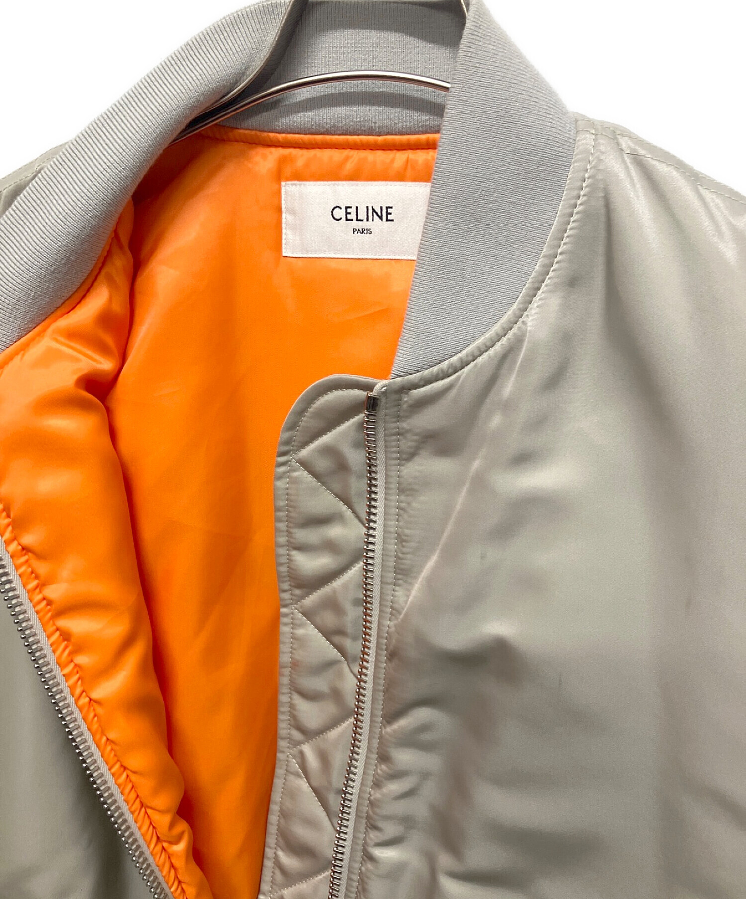 CELINE (セリーヌ) ナイロン ツイル ボンバージャケット ライトグレー サイズ:50