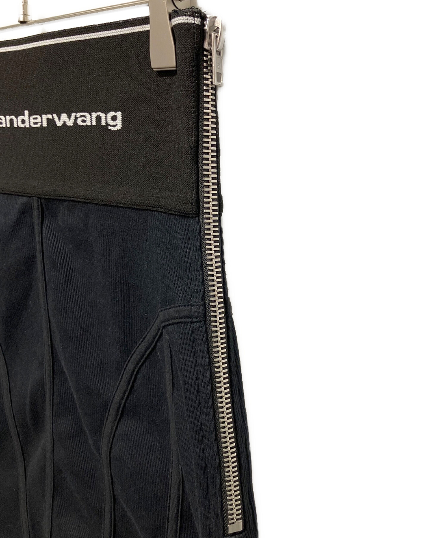 ALEXANDER WANG (アレキサンダーワン) ウエストロゴニットタイトスカート ブラック サイズ:XS