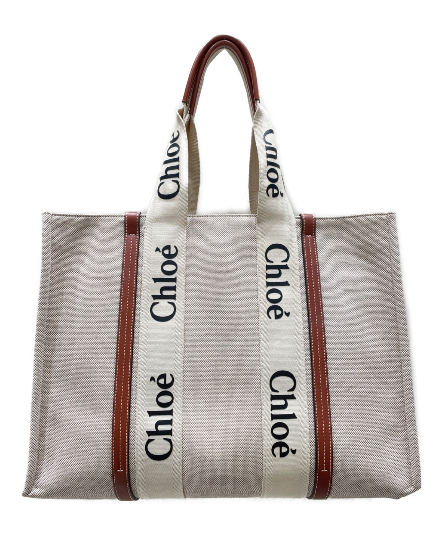 Chloe (クロエ) WOODY LARGE TOTE BAG ベージュ×タン サイズ:LARGE/ラージ