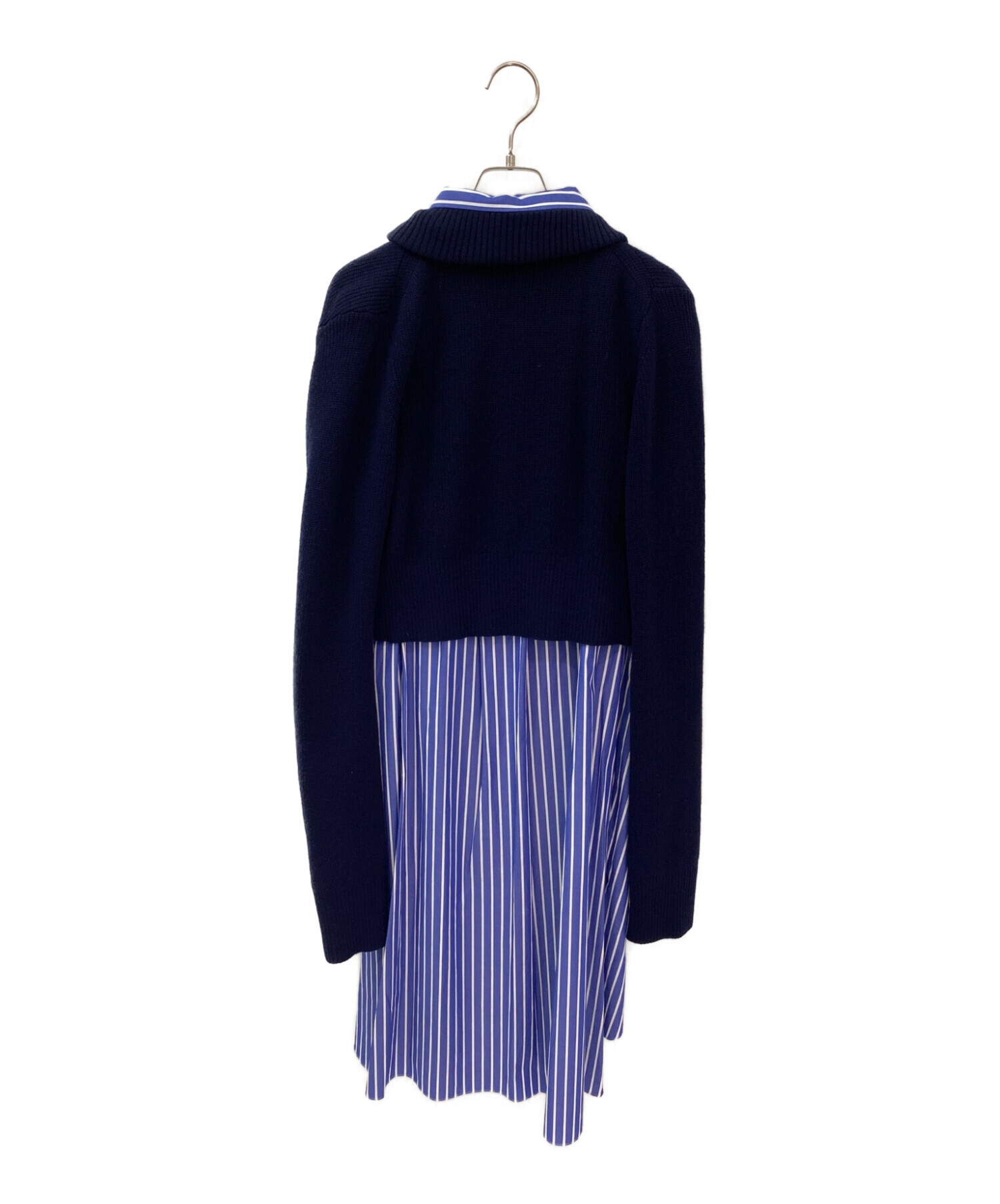 中古・古着通販】sacai (サカイ) Cotton Poplin Wool Knit Dress ブルー×ホワイト サイズ:3｜ブランド・古着通販  トレファク公式【TREFAC FASHION】スマホサイト